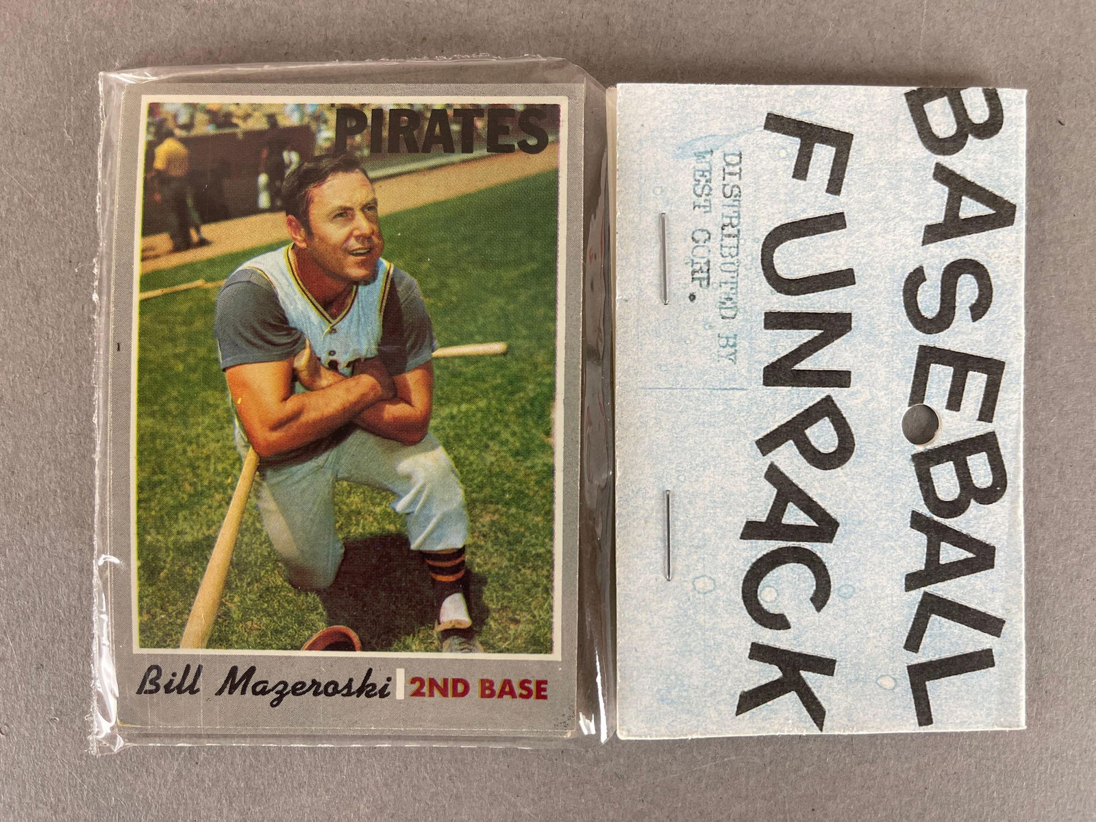 1970 Topps Baseball West Corps Cello Fun Pack: 1970 Topps Baseball West Corps Cello Fun Pack Bill Mazeroski on top,?10 - Cards per pack, West Corps was a repacking company in the 1970s