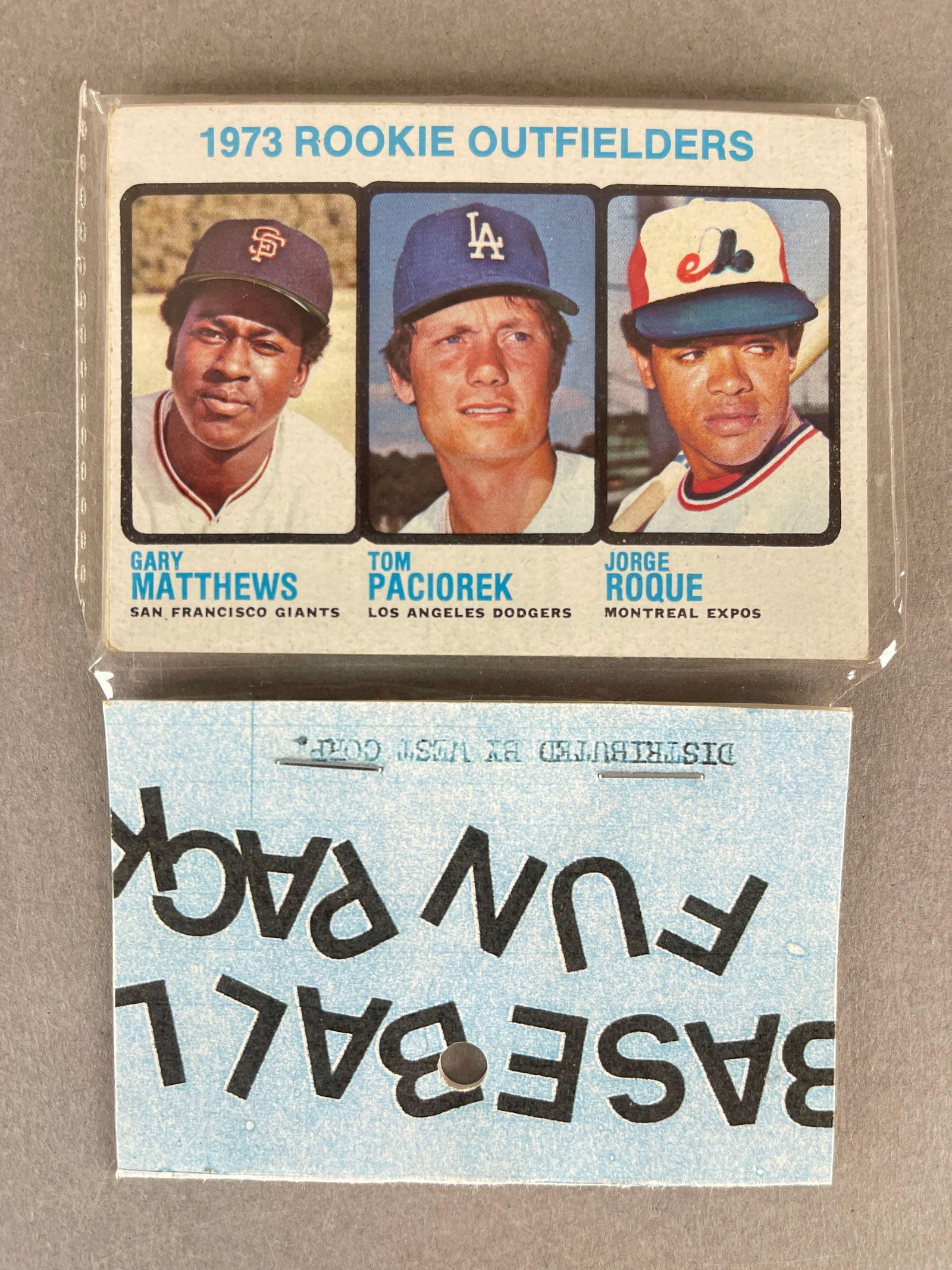 1973 Topps Baseball West Corps Cello Fun Pack: 1973 Topps Baseball West Corps Cello Fun Pack Gary Mathews Rookie on top,?10 - Cards per pack, West Corps was a repacking company in the 1970s