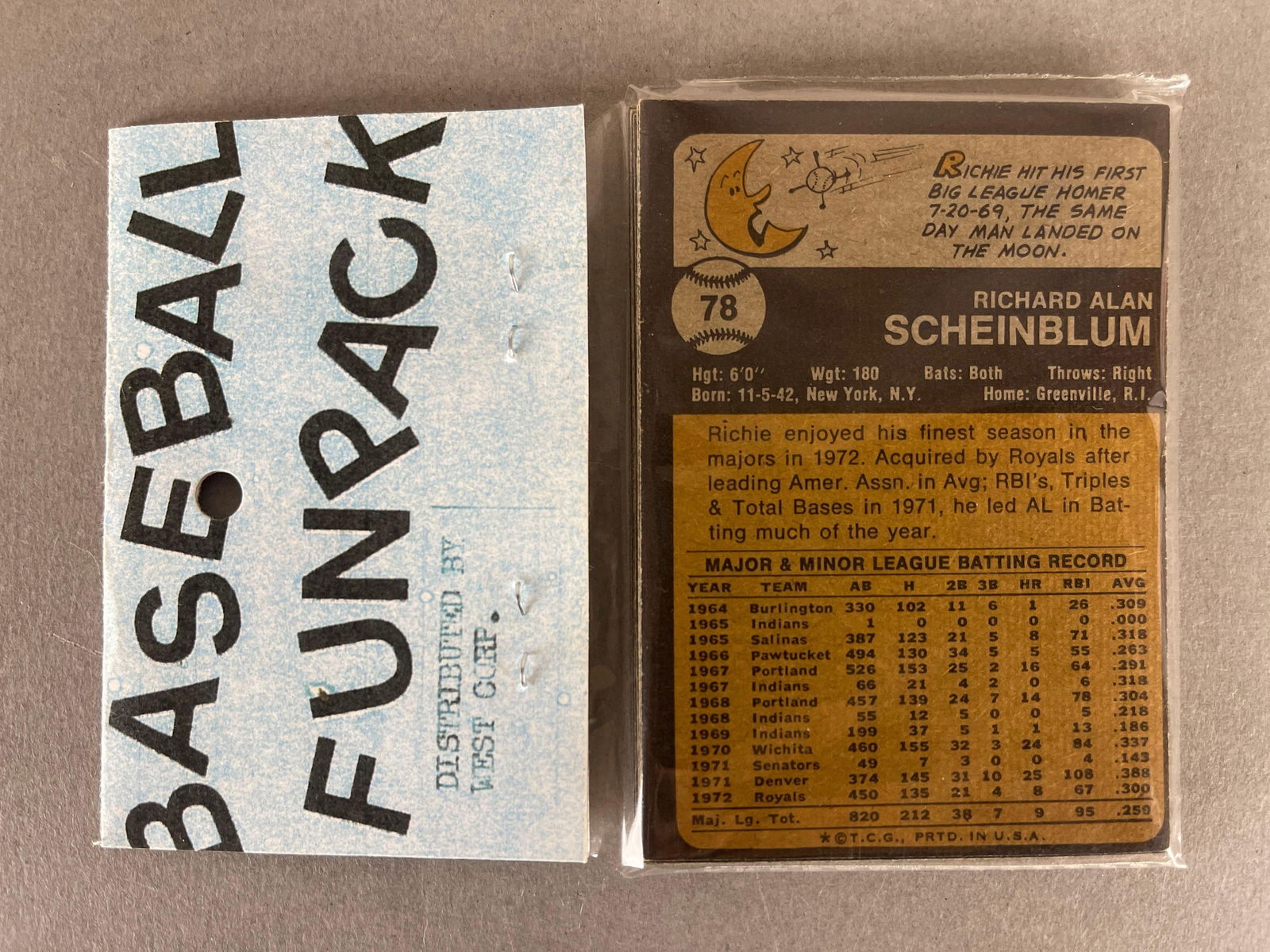 1973 Topps Baseball West Corps Cello Fun Pack - 2