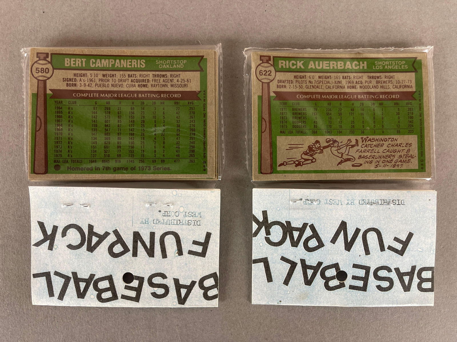 1976 Topps Baseball West Corps Cello Fun Pack - 2