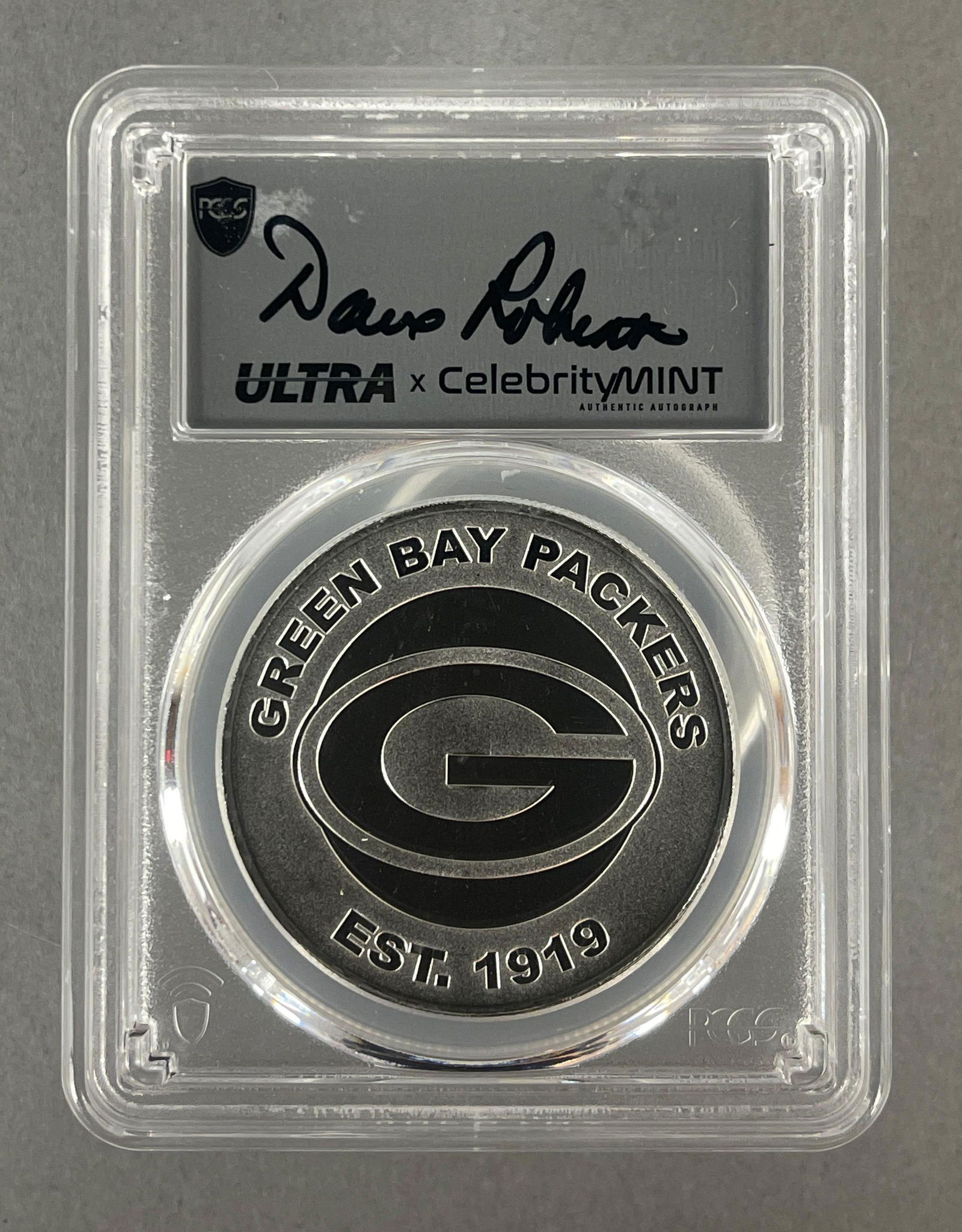 2025 PCGS Green Bay Packers Dave Robinson Auto 1 oz .999 Silver Round GEM PL: .2025 PCGS Green Bay Packers Dave Robinson Auto 1 oz .999 Silver Round GEM PL