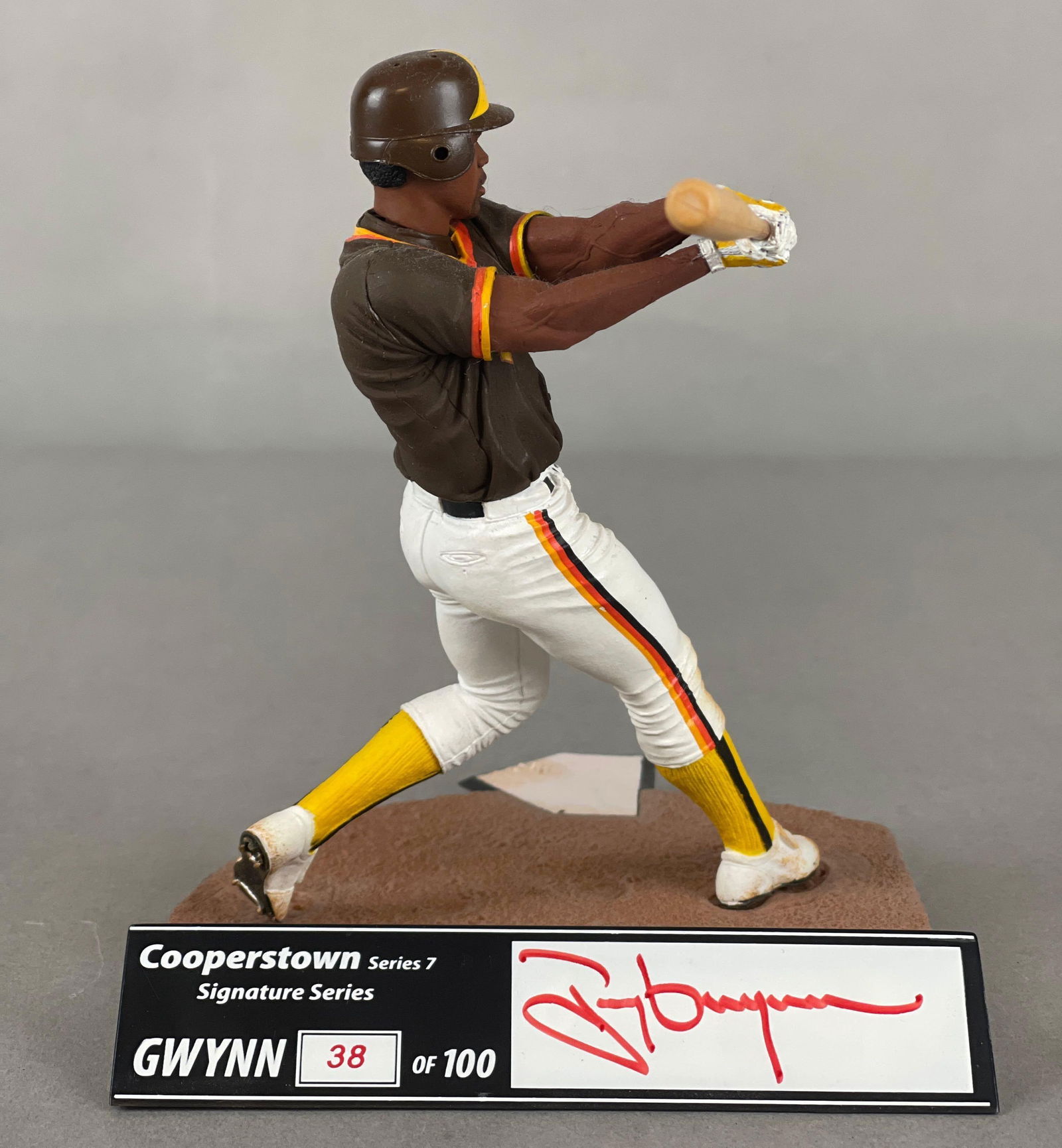 Rare 2009 McFarlane Tony Gwynn Signed Figure #38/100: Measures 6 x 8 1/2 x 7 Inches