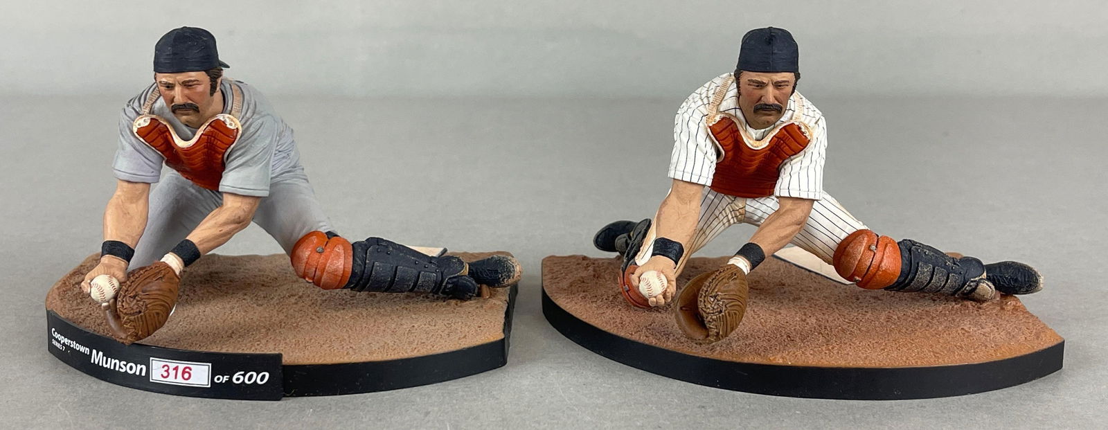 Rare 2009 McFarlane Thurman Munson, Grey #316/600 and Pinstripe Jersey Figures: Measures 6 1/2x 5 1/2 x 4 1/2 Inches
