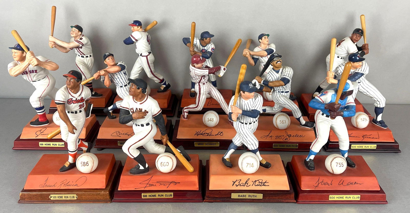 14 - Sports Impressions 500 Home Run Club Series Figures: Includes Babe ruth, Mickey Mantle, Hank Aaron, Mel Ott, Jammie Foxx, and More, Fox and Ott out of /1008, Largest Measures 6 1/2 x 4 1/2 x 9 Inches