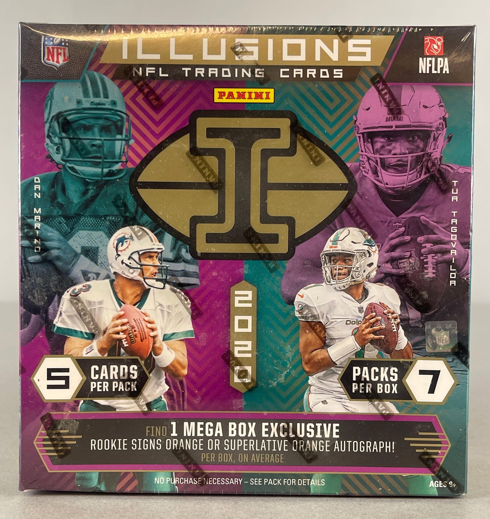 2020 Panini Illusions Football Mega Box: 7 - Packs per box, 5 - Cards per pack, Burrow, Hurts, Herbert, and Love Rookies