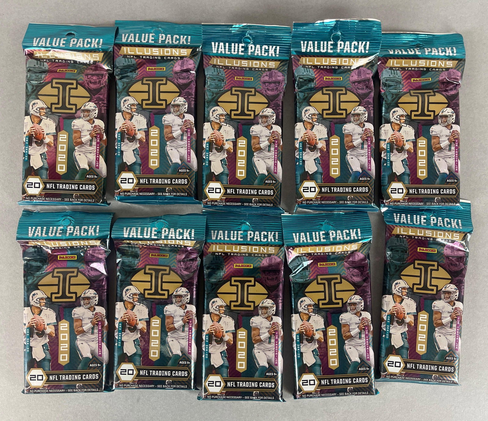 10 - 2020 Illusions Football Value Packs: 20 - Cards per pack, Burrow, Herbert, Hurts Rookies