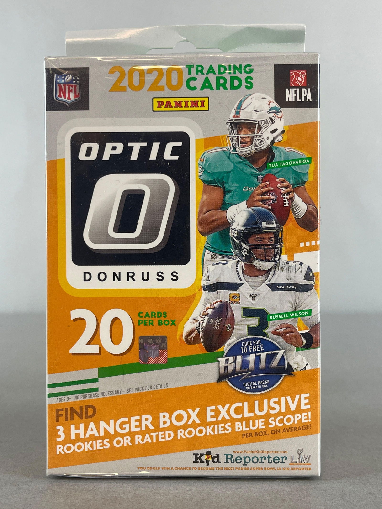 2020 Donruss Optic Football Hanger Box: 20 - Cards per box, Average 3 - Rookies or Rated Rookies, Burrow, Herbert, Hurts, Love Rookies