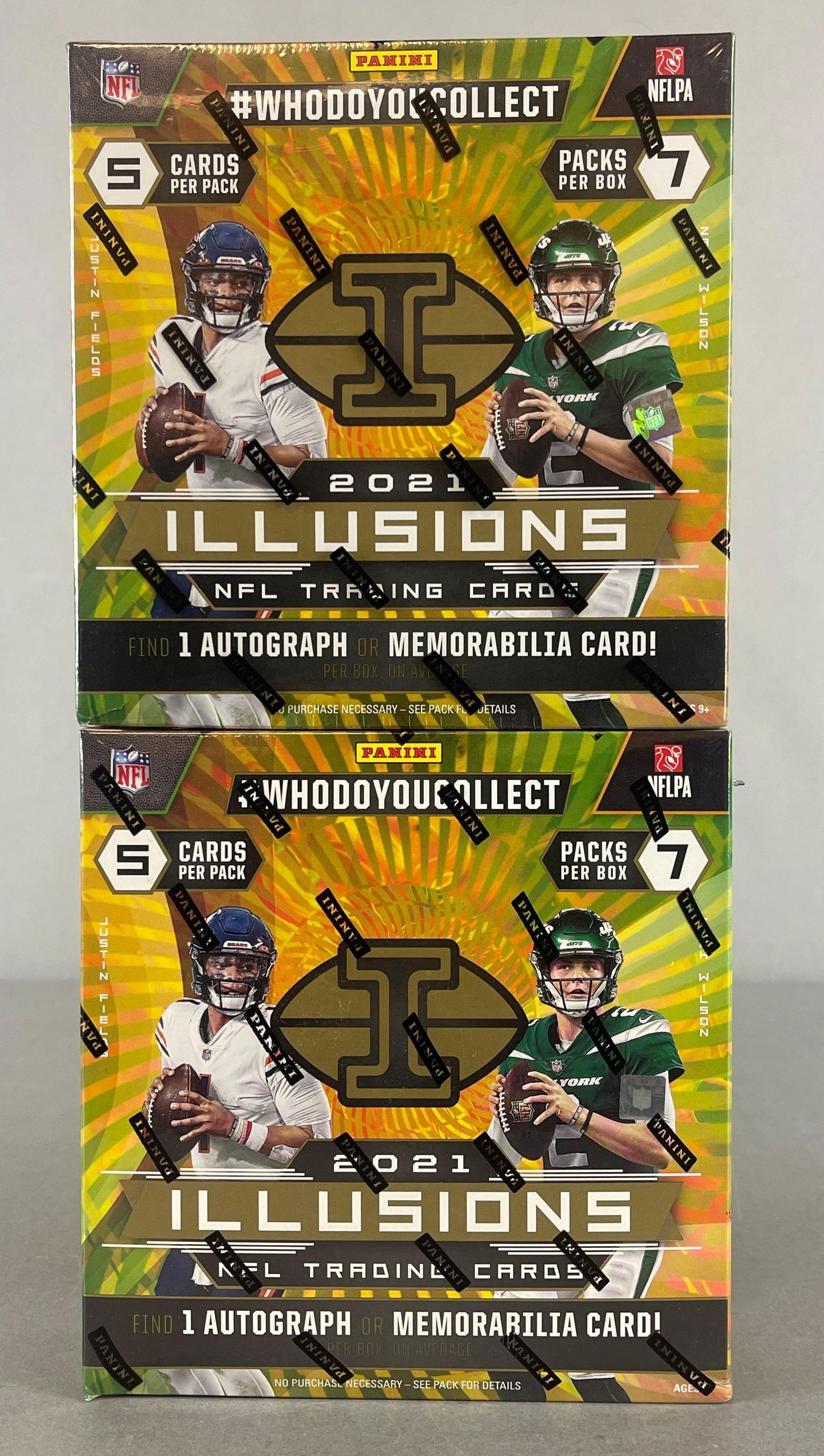 2 - 2021 - Illusions Football Mega Boxes: 7 - Packs per box, 5 - Cards per pack