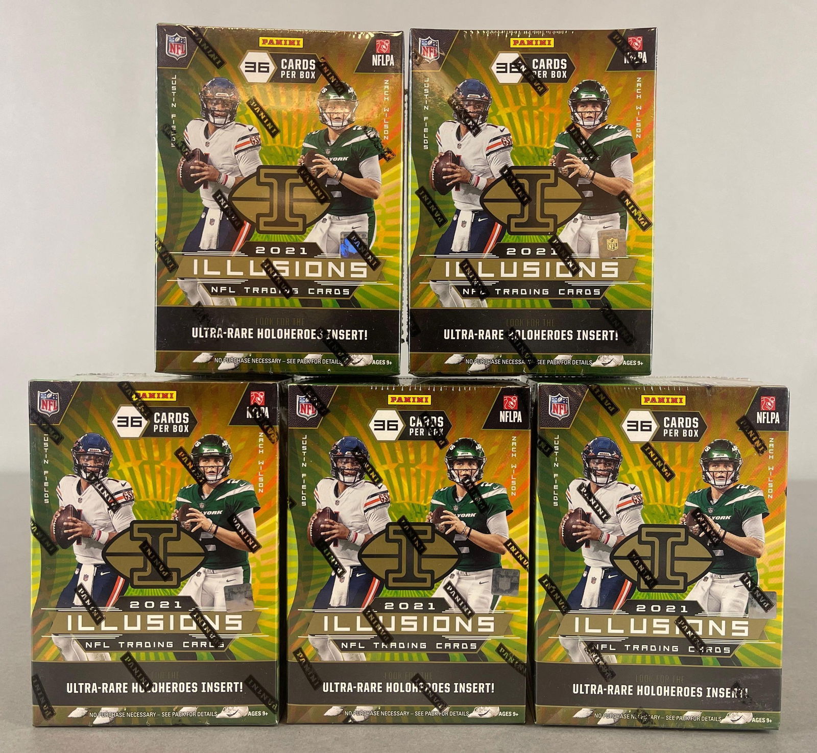 5 - 2021 - Illusions Football Blaster Boxes: 6 - Packs per box, 6 - Cards per pack