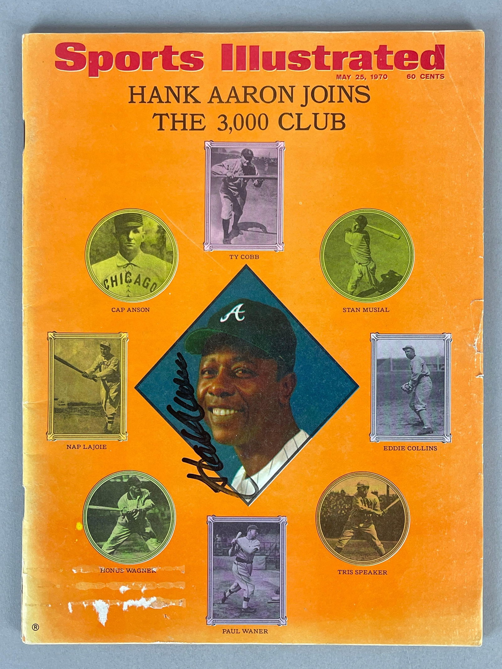 Hank Aaron Signed Sports Illustrated with JSA COA: May 25, 1970 Aaron Joins 3000 Hit Club, Autographed Hank Aaron, with JSA COA