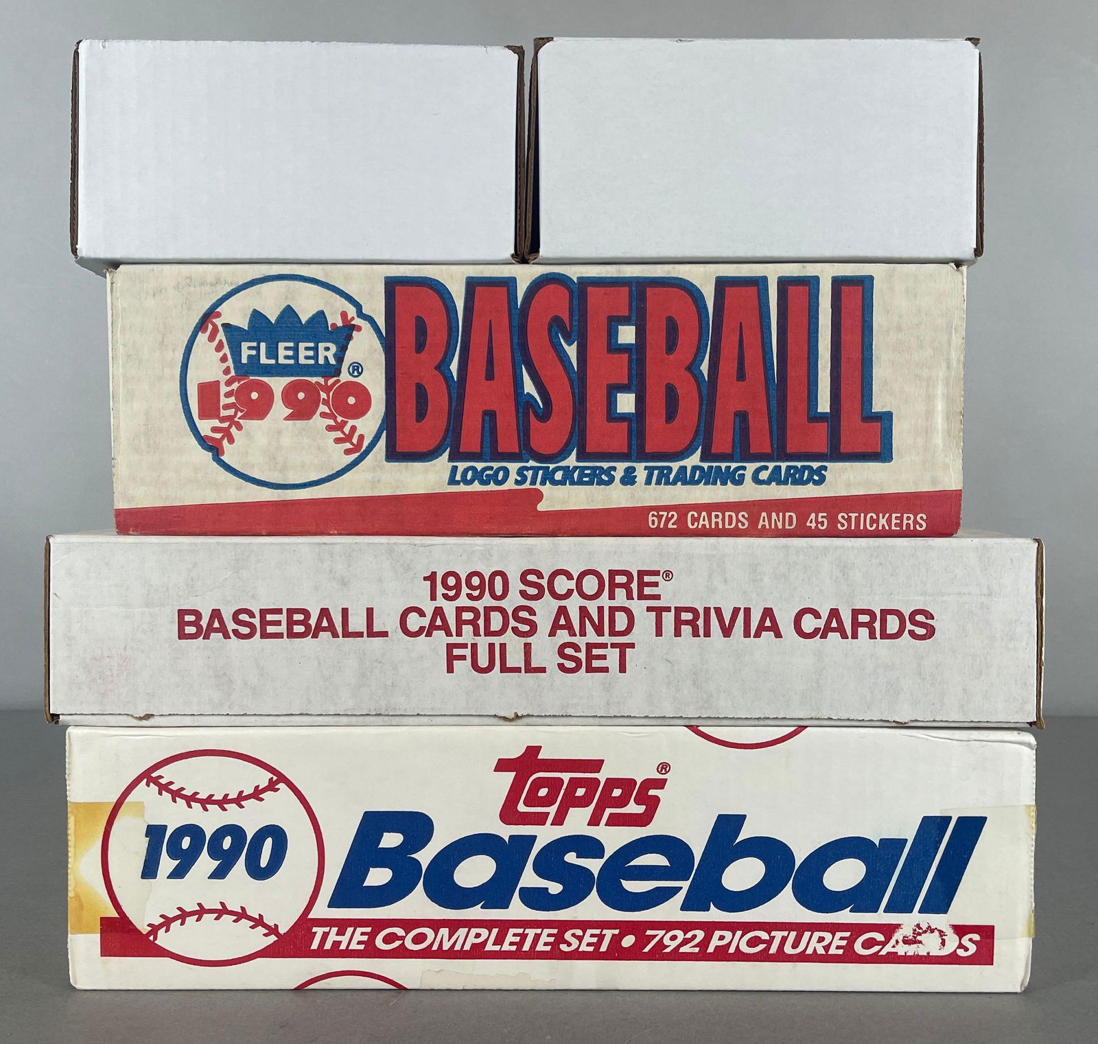 1989 Bowman, 1990 Topps, Fleer and Score Baseball Factory Sets: 1989 Bowman is hand collected, and others a factory sealed