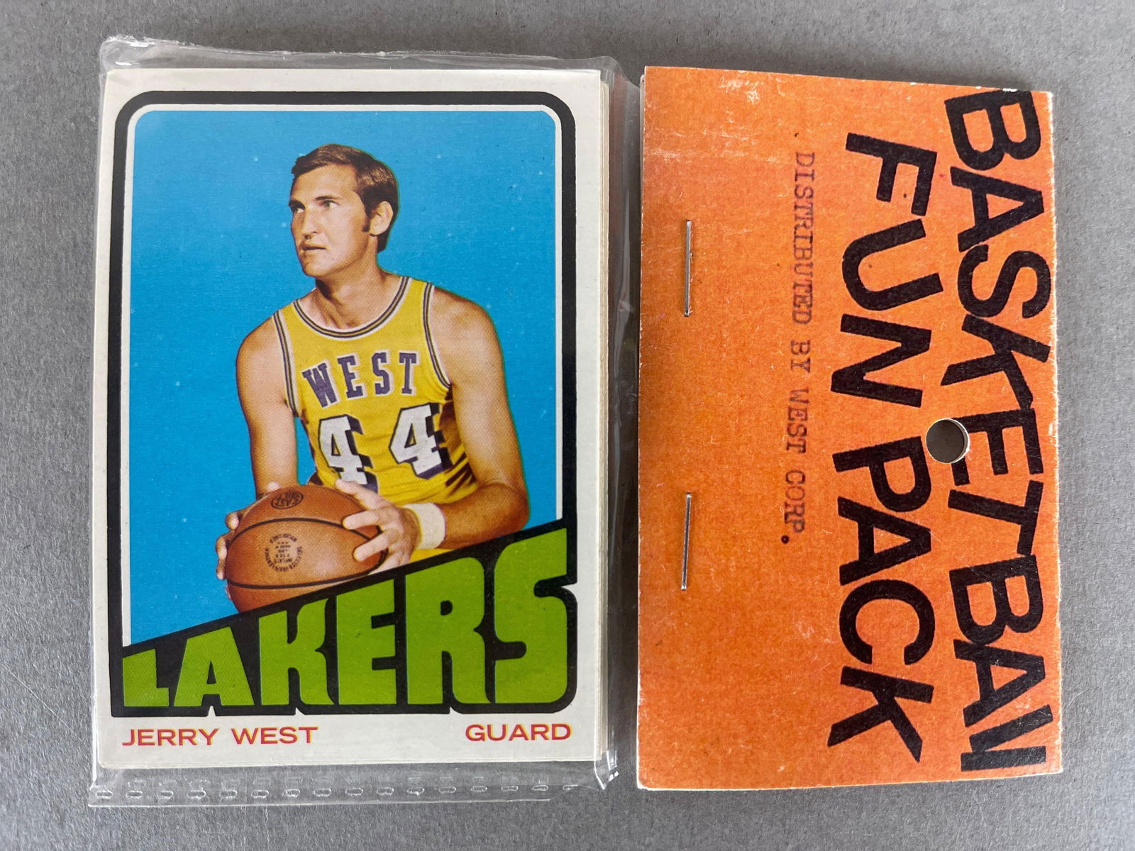 1972 - 73 Topps Basketball West Corps Cello Fun Pack: Jerry West on the front, 10 - Cards per pack, West Corps was a repacking company in the 1970s