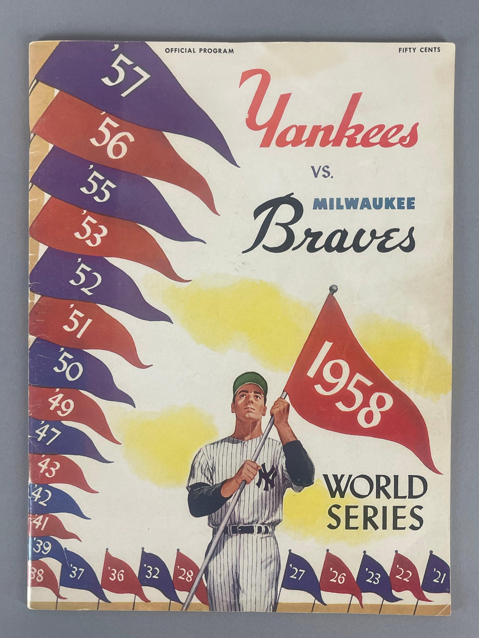 1958 World Series Program New York Yankees vs Milwaukee Braves: Yankees win 4 - 3