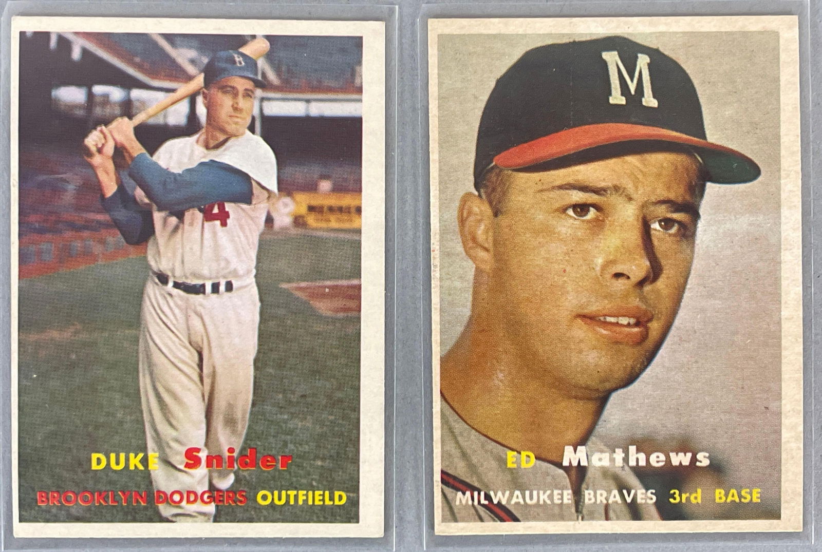 1957 Topps Ed Mathews #250 and Duke Snider #170: Conditions EX, Nice cards