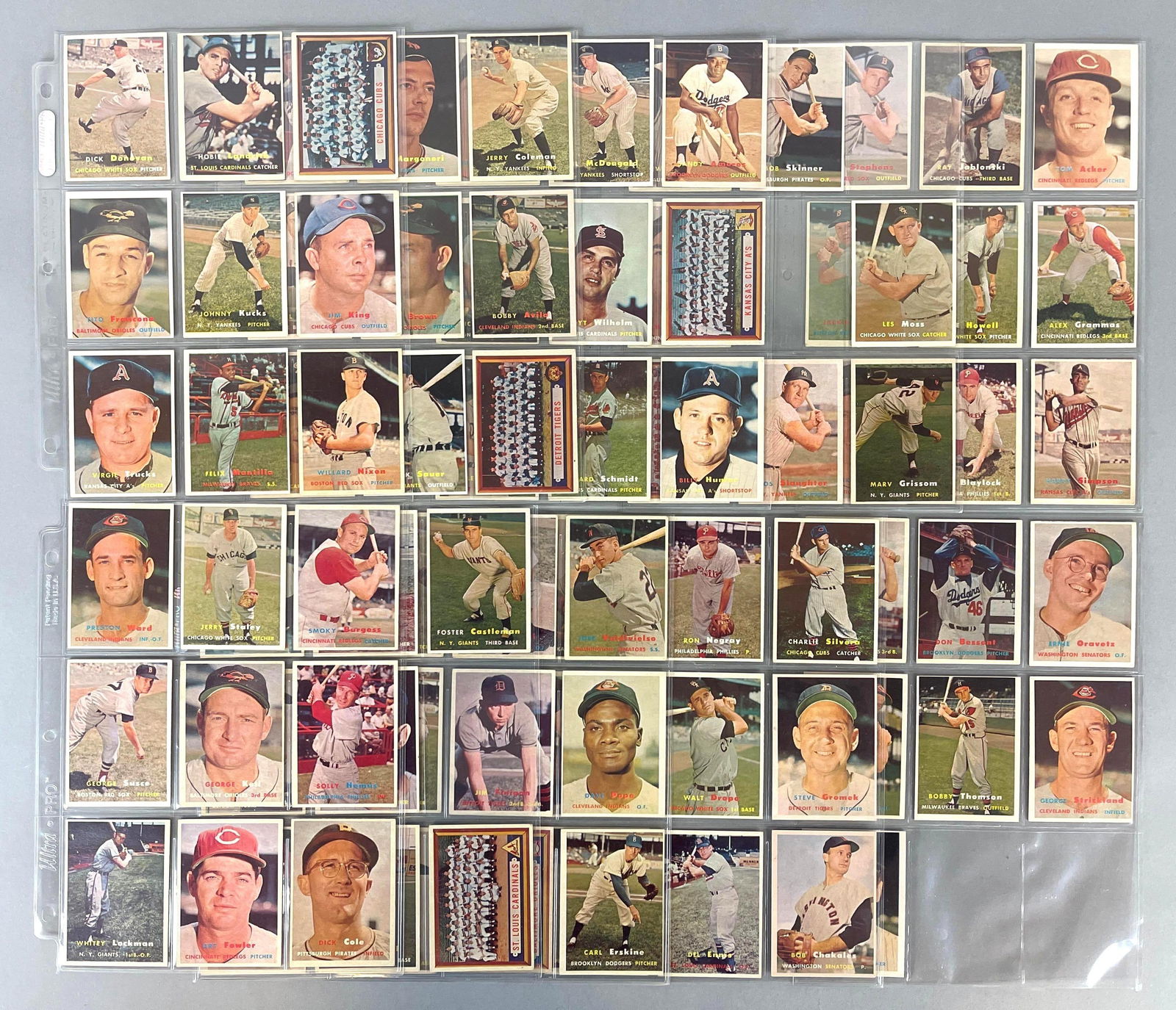 85 - 1957 Topps Baseball 3rd Series Set Break with HOFs and Team cards: Conditions vary, VG - EXMT, Series 3 no duplicates, #177 - 264, Missing 3 cards, Includes Mathews, Wilhelm, Slaughter, Kell, and all 6 Team cards