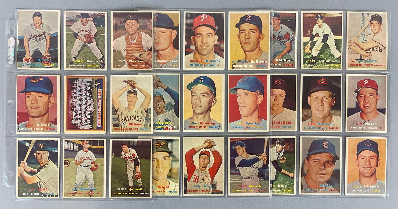28 - 1957 Topps Baseball Scarce 4th Series Set Break with HOFs and Rookies: Conditions vary, VG - EXMT, Mainly mid-grade, Series 4 no duplicates, #265 - 352, Includes Jim Bunning Rookie, and White Sox Team card