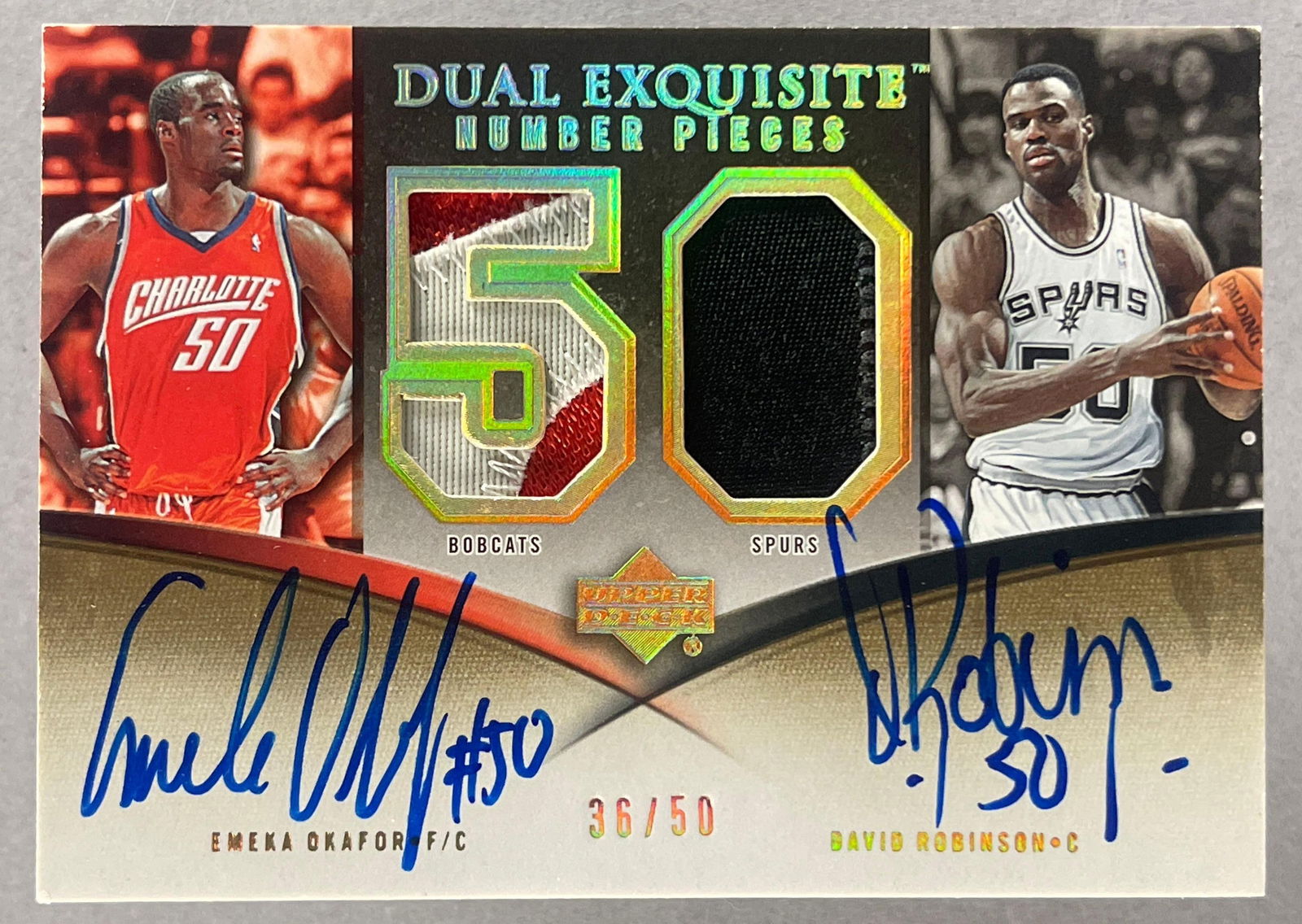 2005 - 06 Exquisite Collection Dual Number Pieces Jersey Auto David Robinson and Emeka Okafor 36/50 (1 of 2)