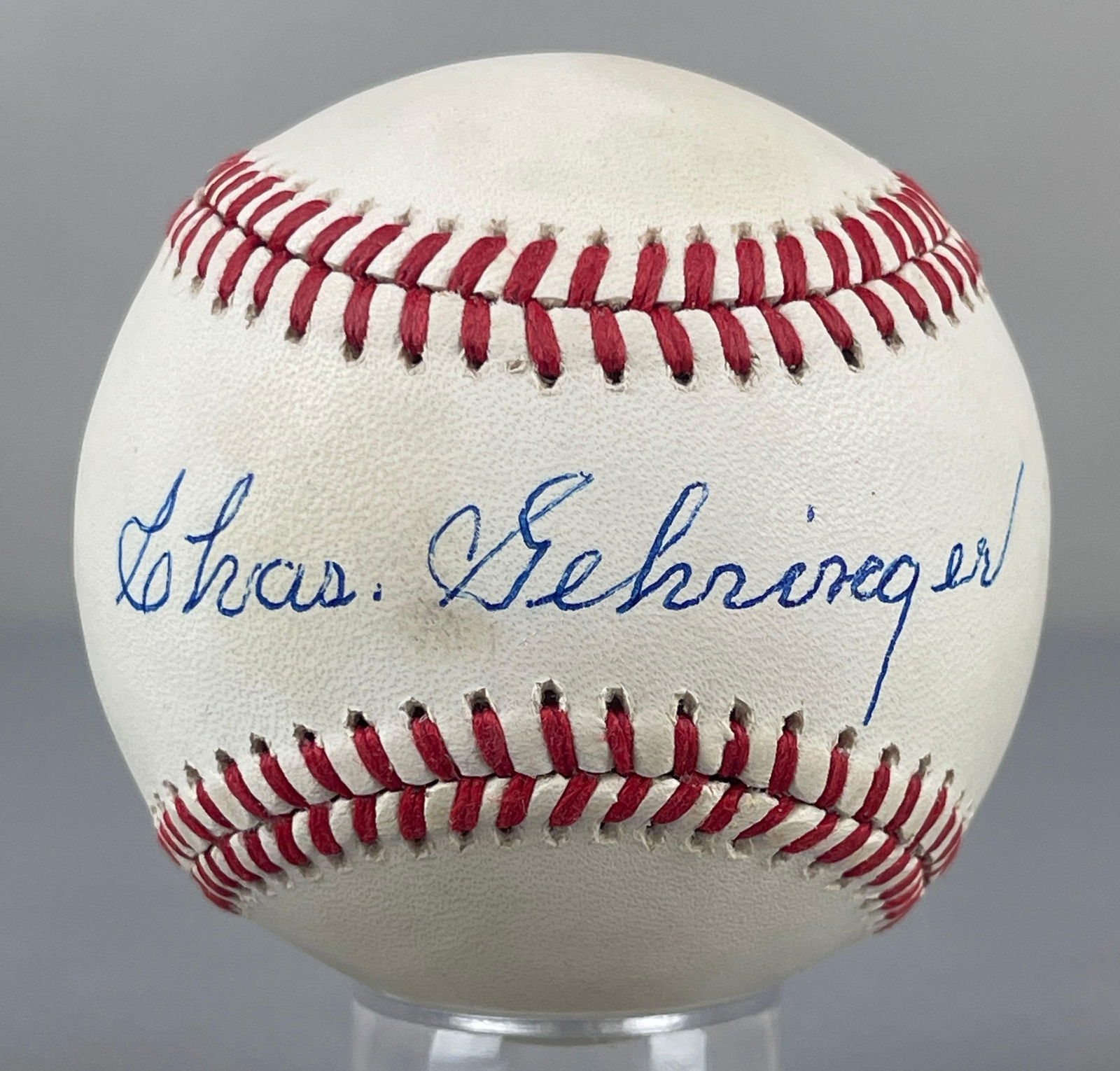 Charlie Gehringer Signed Official MLB Rawlings Baseball with JSA COA: Autographed Chas. Gehringer, with JSA COA, Case included