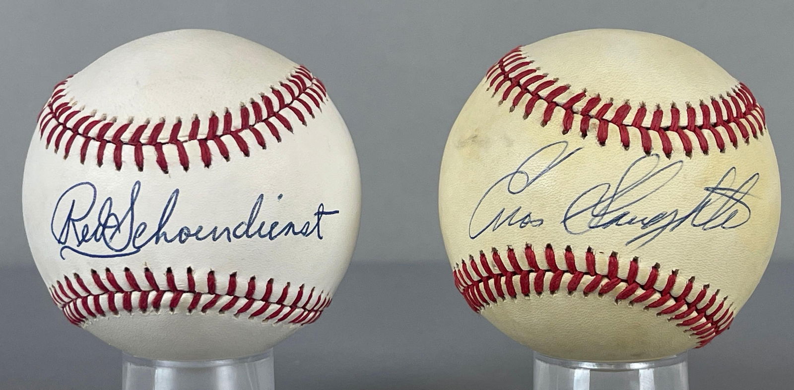 Enos Slaughter and Red Schoendienst Signed Official MLB Rawling Baseballs: Autographed Enos Slaughter, Red Schoendienst, We Guarantee these to pass a 3rd party authentication, 2 - Cases included