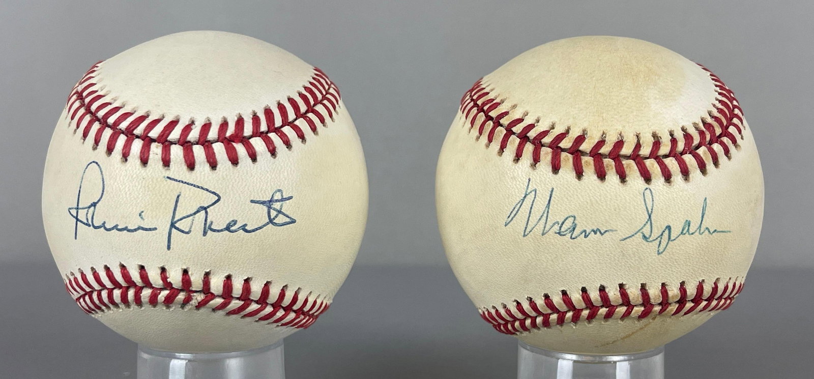 Robin Roberts and Warren Spahn Signed Baseballs with JSA COA: Autographed Warren Spahn with JSA COA, Robin Roberts, We guarantee these to pass a 3rd party authentication