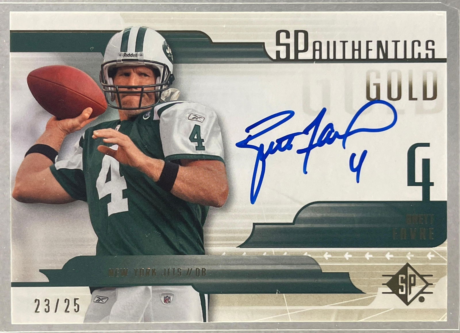 2008 SP Authentic Gold Auto Brett Favre 23/25: 2008 SP Authentic Gold Auto Brett Favre?23/25