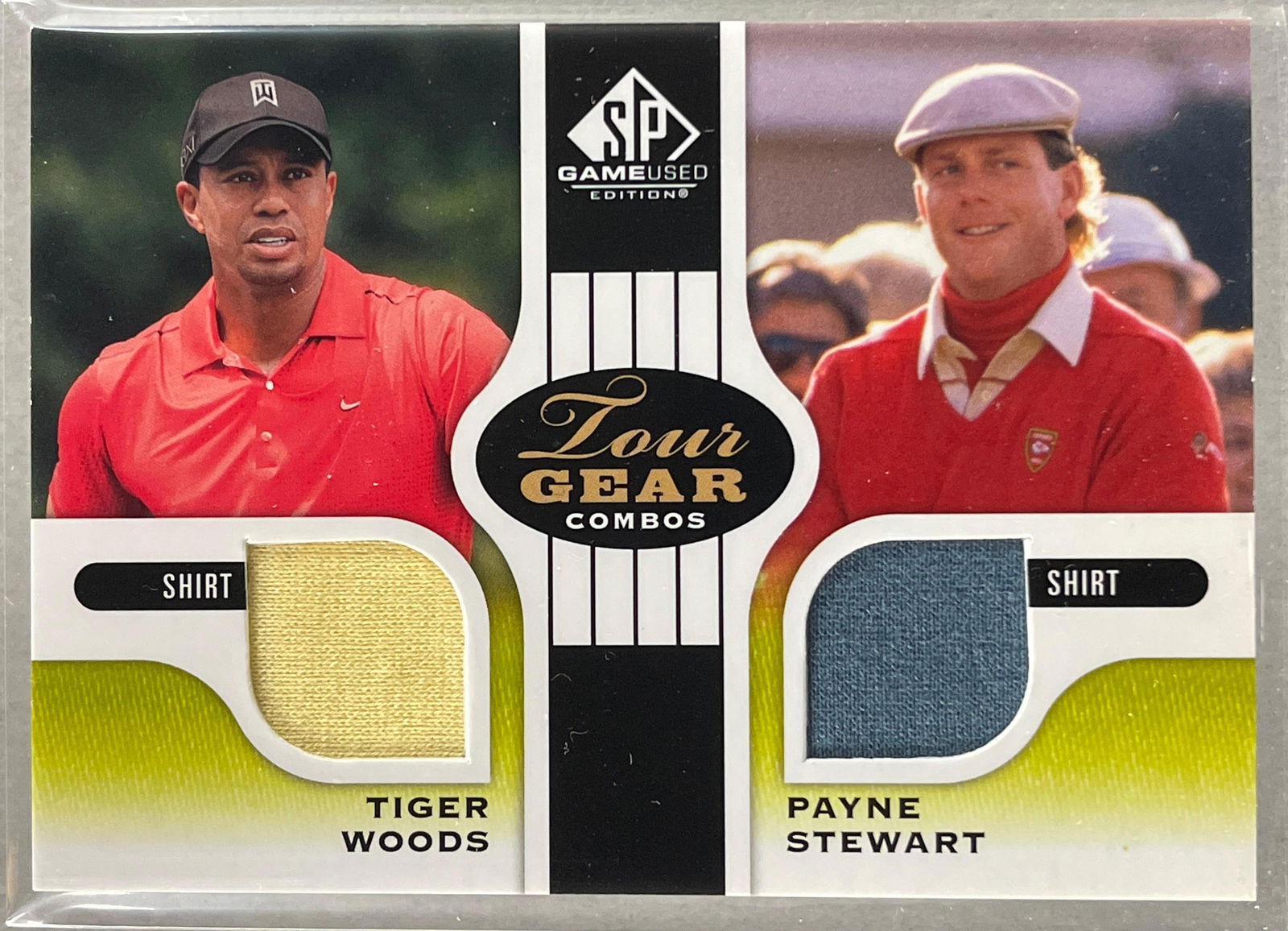 2012 SP Game Used Tour Gear Combos Tiger Woods and Payne Stewart: Great Tiger Woods relic card