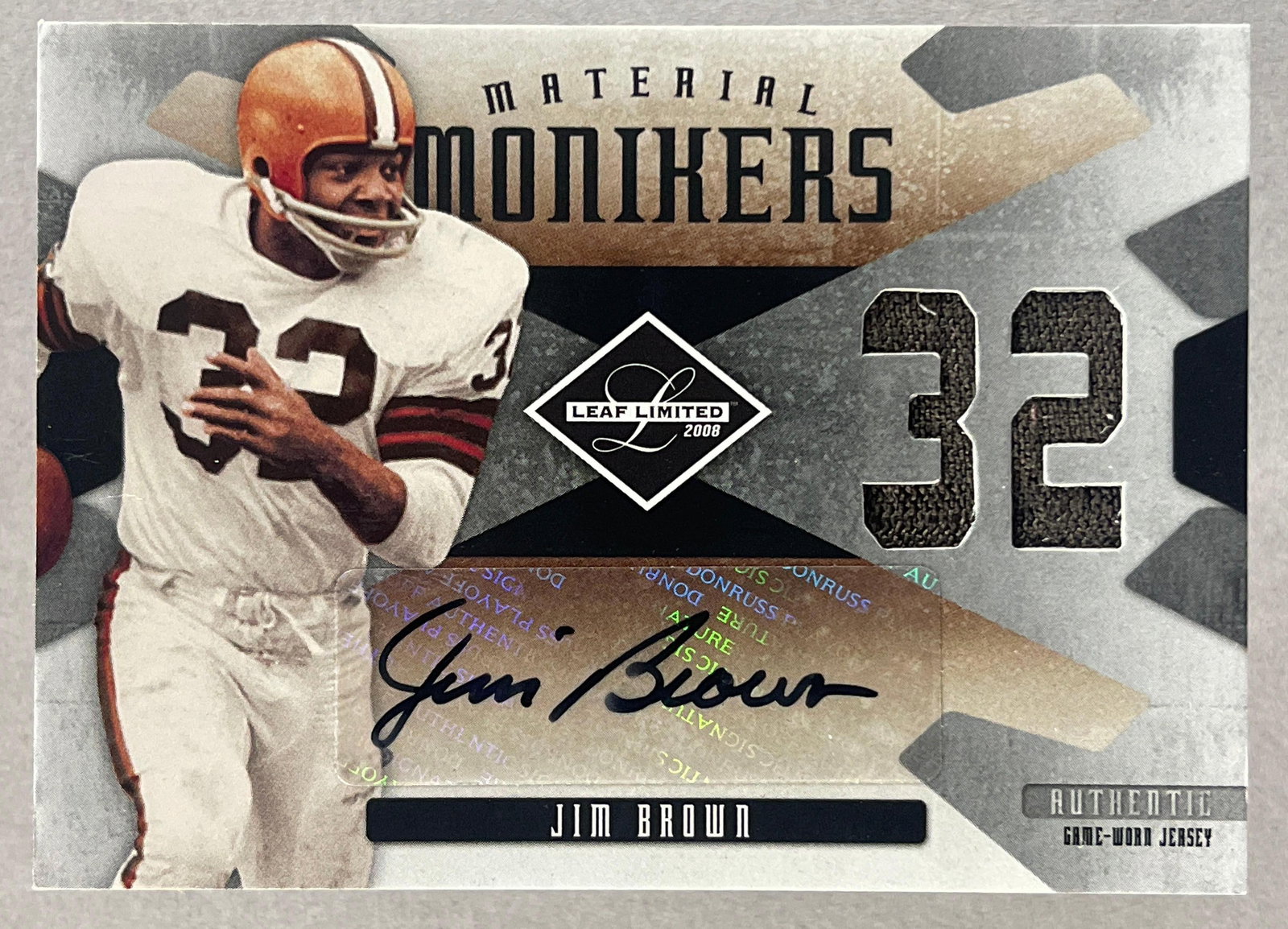 2008 Leaf Limited Materials Monikers Auto Jersey Jim Brown 27/50: Sharp auto jersey card, Ready to Grade