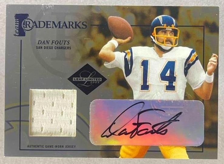2005 Leaf Limited Trademarks Auto Jersey Don Fouts 41/50: Great looking auto jersey of HOF QB Dan Fouts 41/50