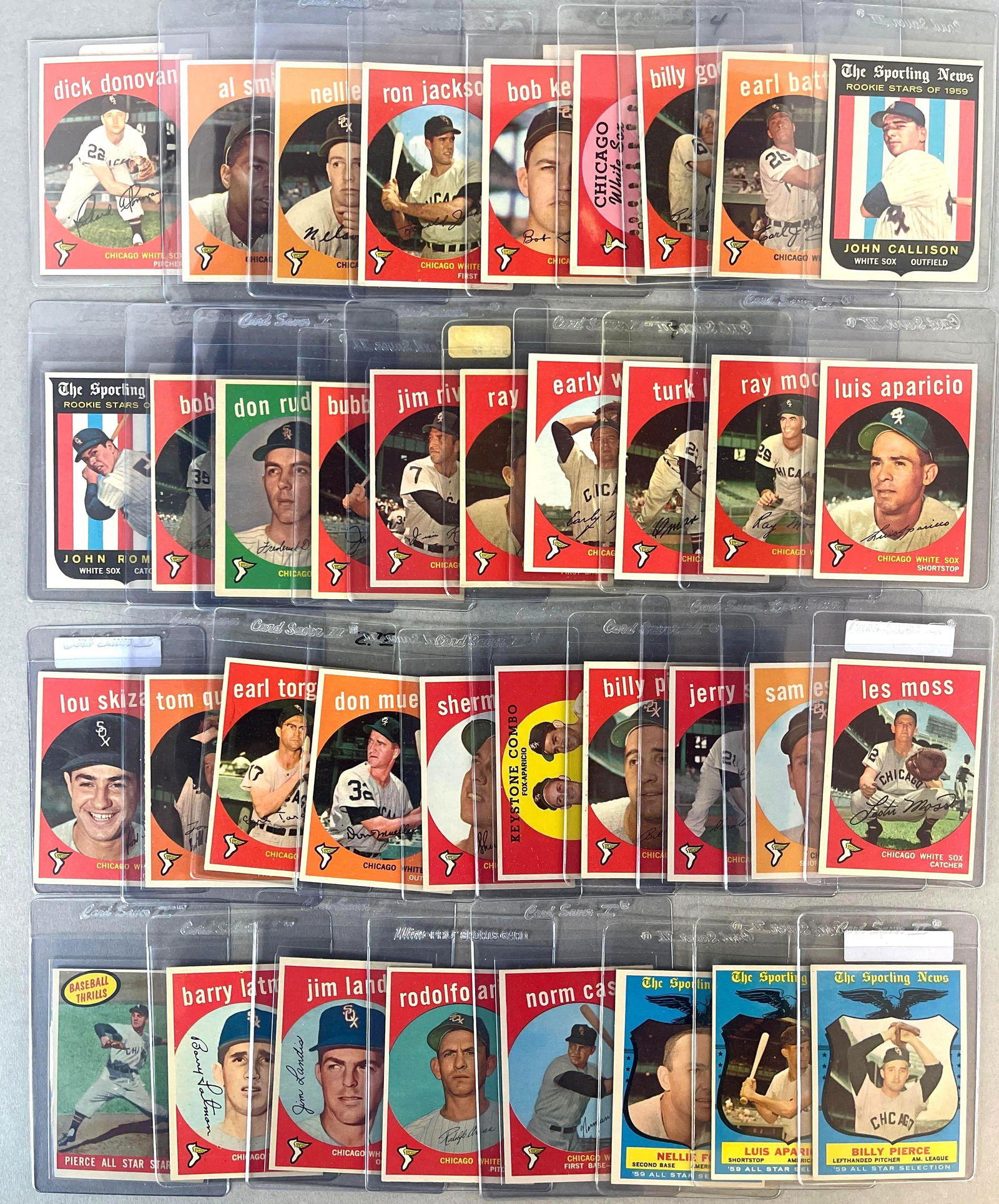 1959 Topps Chicago White Sox Team Set 36 - Cards: Conditions vary, VGEX - NM, Includes N. Fox EX, E. Wynn EX - EXMT, Keystone Combo NM, N. Cash Rookie EX, and More
