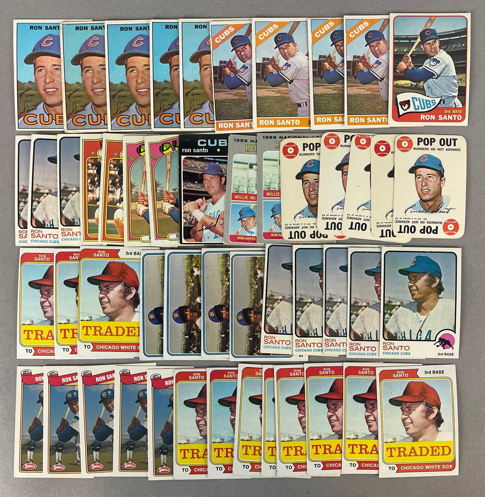 50 - 1965 - 89 Ron Santo Cards: Conditions vary, VG - Mint, Includes 1965, 4 - 66, 5 - 67, 2 - 72, 2 - 72 In action, and Much More
