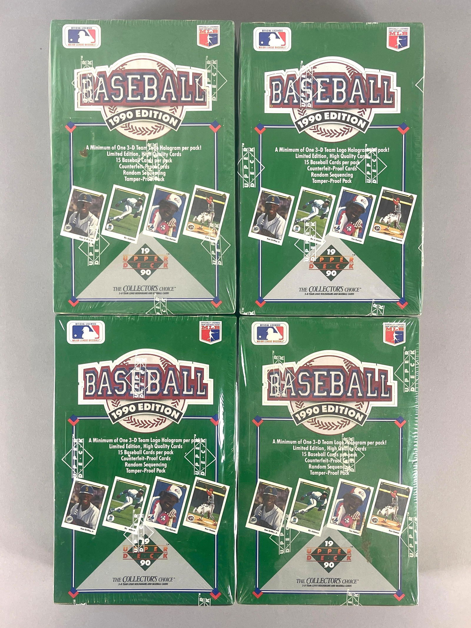 4 - 1990 Upper Deck Baseball Factory Sealed Wax Boxes: 4 - 1990 Upper Deck Baseball Factory Sealed Wax Boxes
