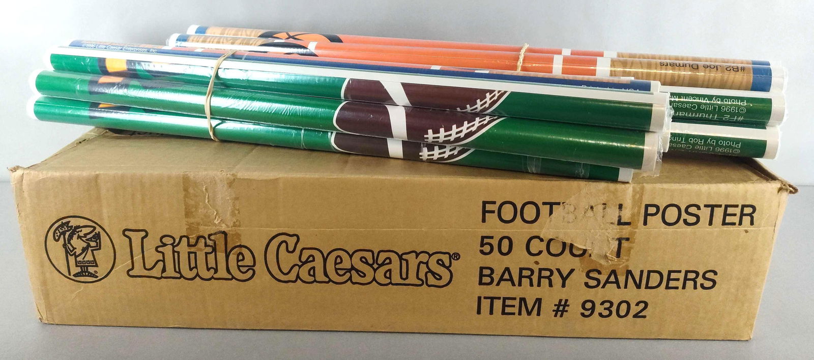 2 - Full Sets - 1996 Little Caesars Football and Basketball Posters NOS: 2 - Full Sets of 8 Posters, New old stock, Includes Barry Sanders, John Elway, Clyde Drexler and More