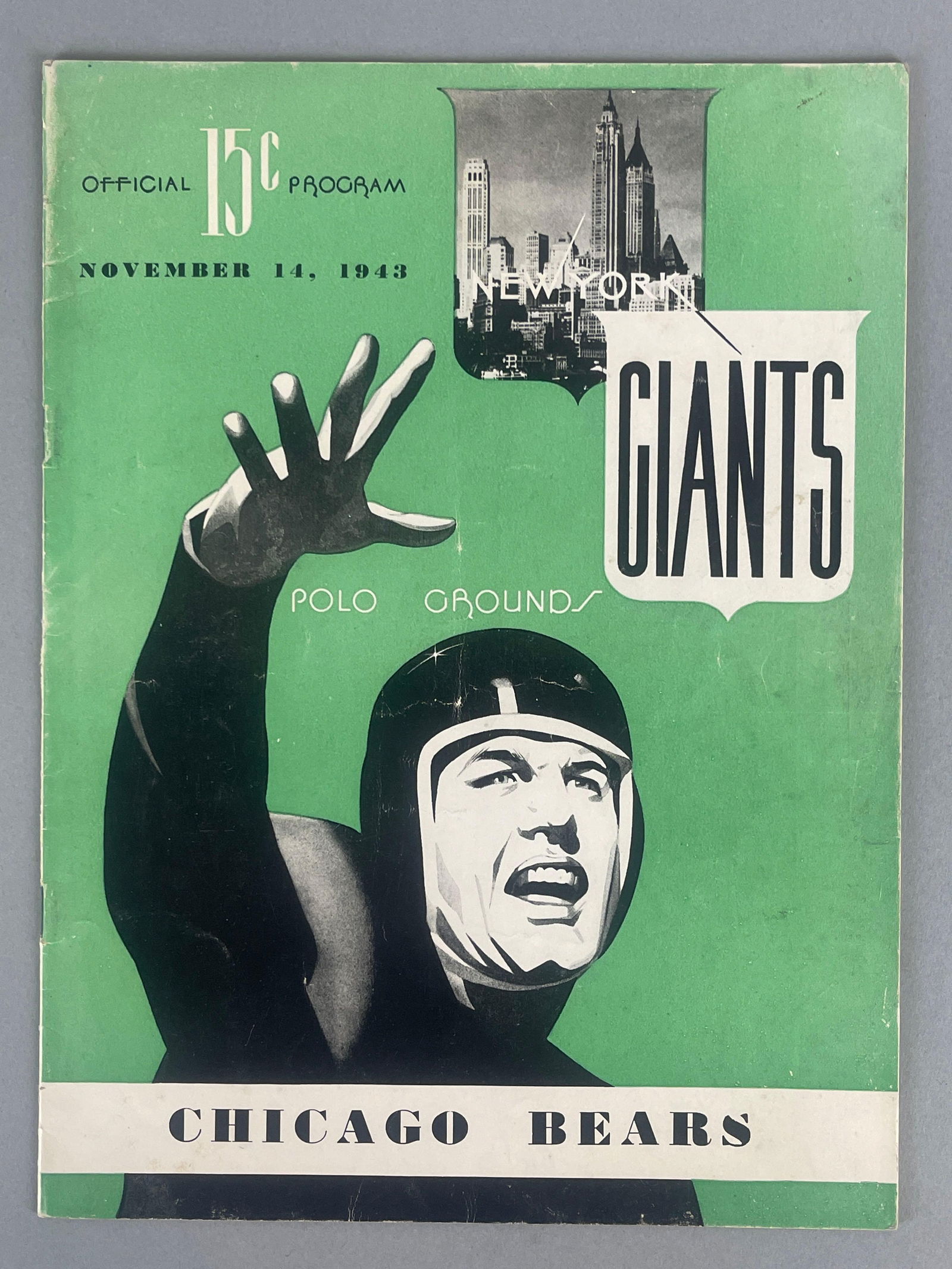 1943 Chicago Bears Program vs. New York Giants - Sid Luckman 7TD Passes: Record Breaking Game November 14, 1943 with Sid Luckman throwing 7 TD passes