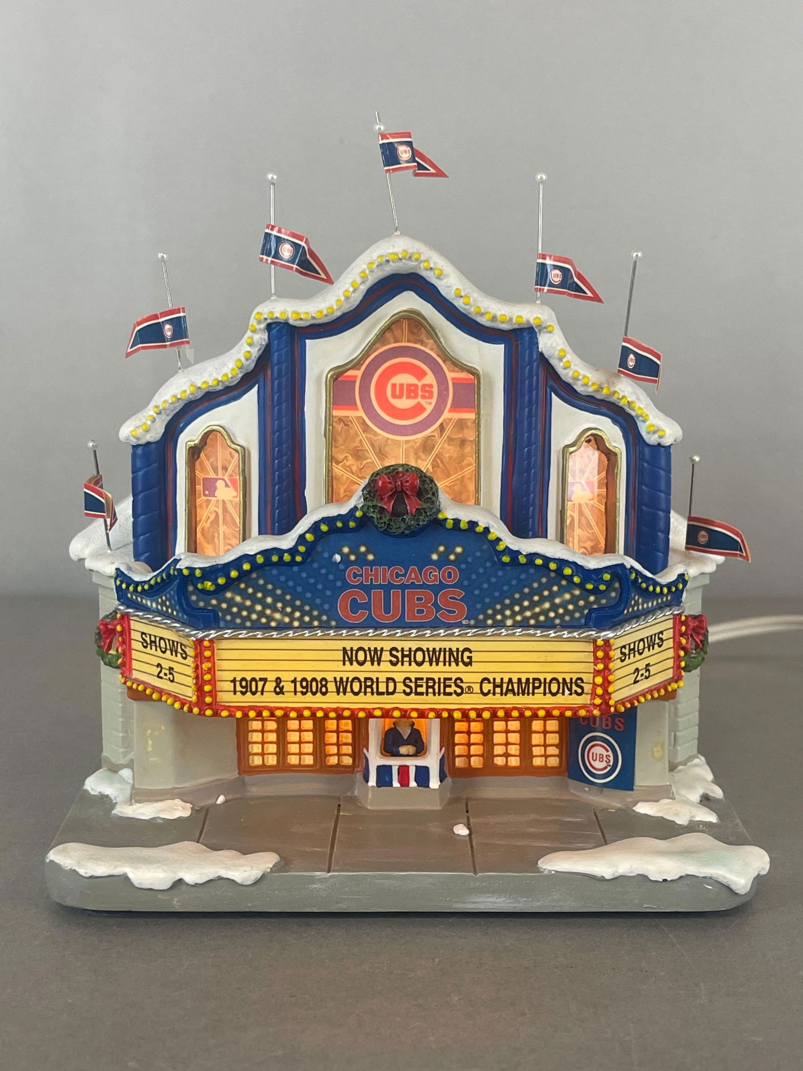 Hawthorne Village Chicago Cubs Theater Sculpture with Light: 2004 Christmas Village Collection, Measures 6 x 7 x 7 Inches