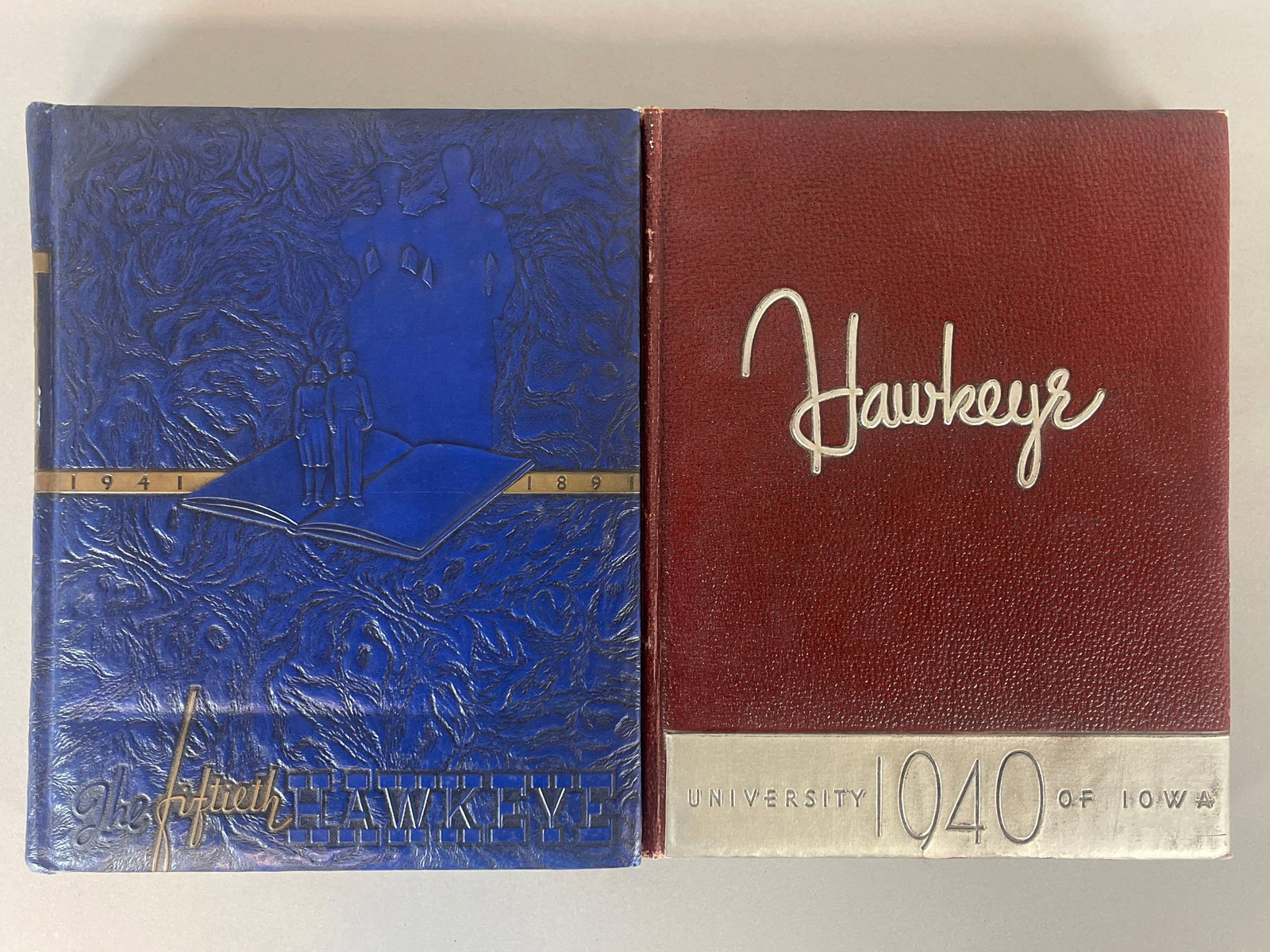 1940 and 41 Hawkeye Yearbooks - Nile Kinnick: Nice pair of his last 2 years at Iowa before being KIA in WWII, Includes Iowa Songs