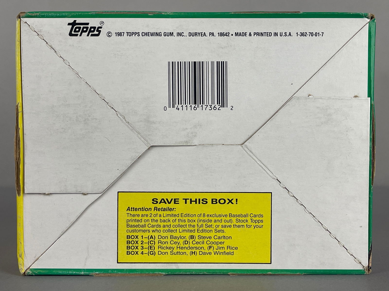 1987 Topps Baseball Wax Box - 6