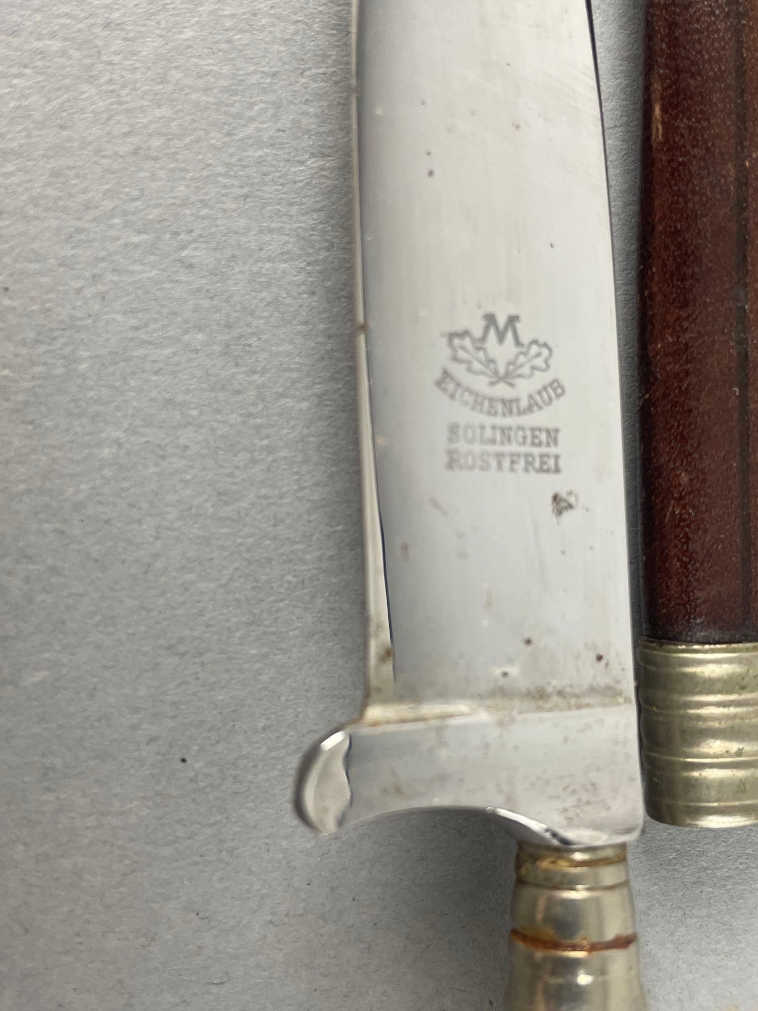 German Eichenlaub Stag Handle Knife with Sheath - 2