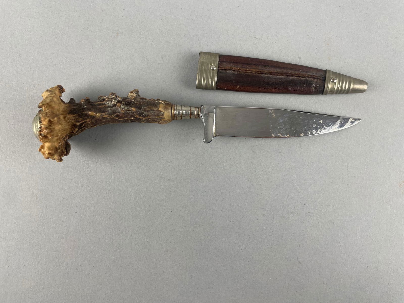 German Eichenlaub Stag Handle Knife with Sheath - 3