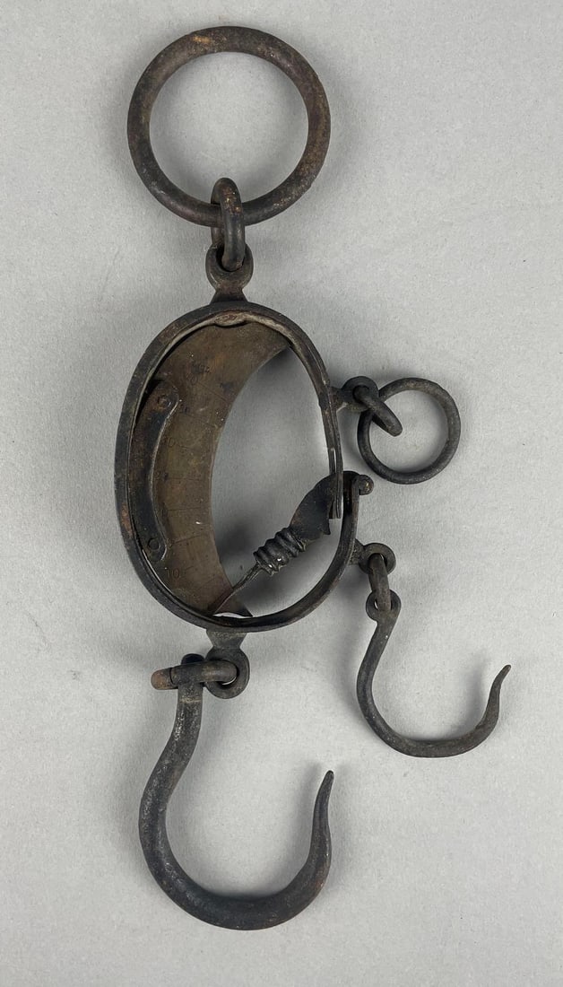 Antique Buffalo Hides Scale: Trappers scale, measures 11 1/2" long