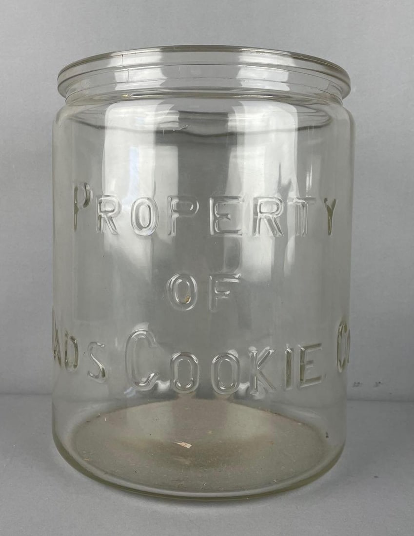 Vintage Dads Cookie Co. Glass Store Jar: Measures 12 3/4" x 10 1/4"