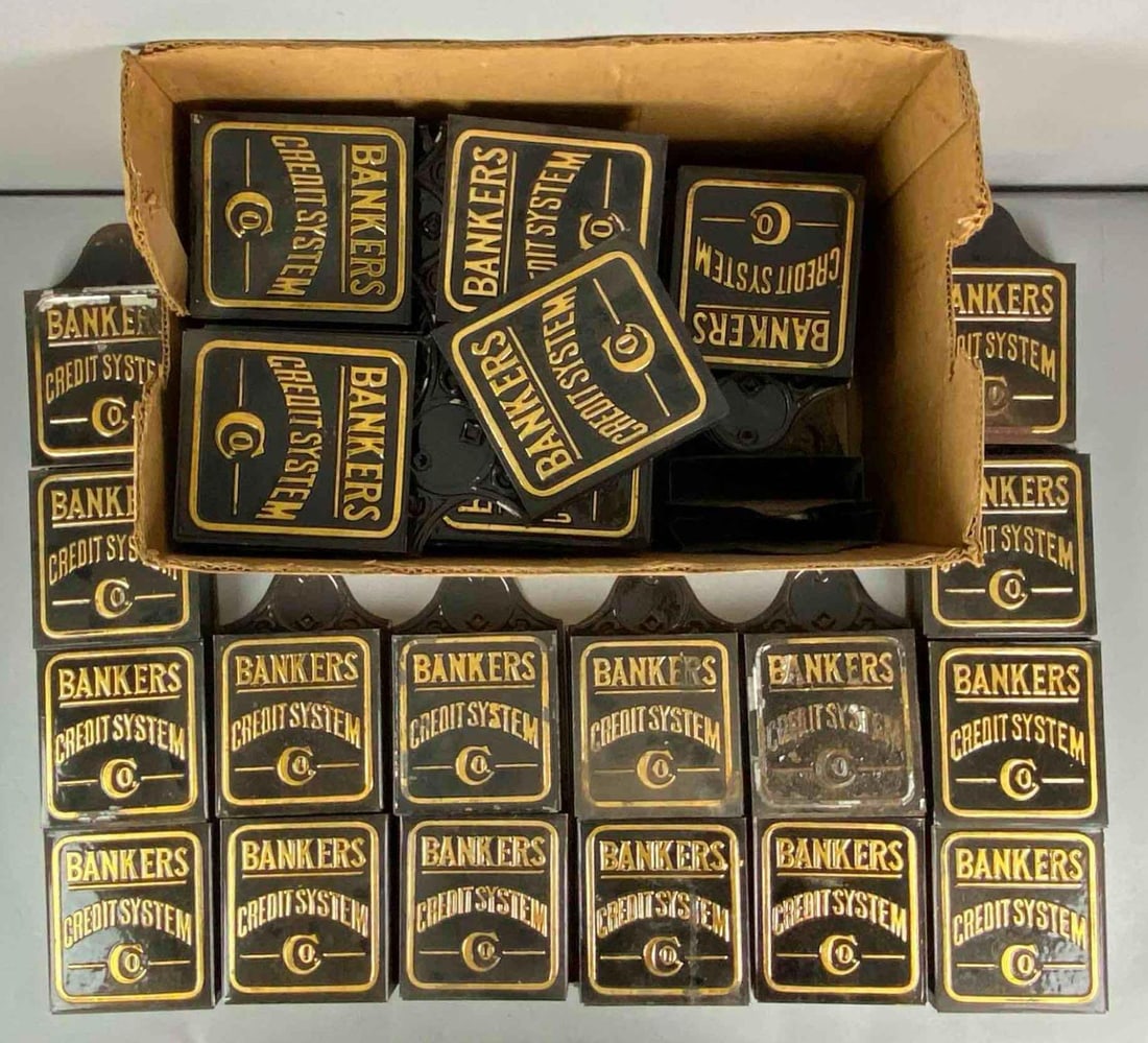 Group of Metal Bankers Credit System Wall Pockets: Each measures 8” H x 5” W x 1 1/2” D