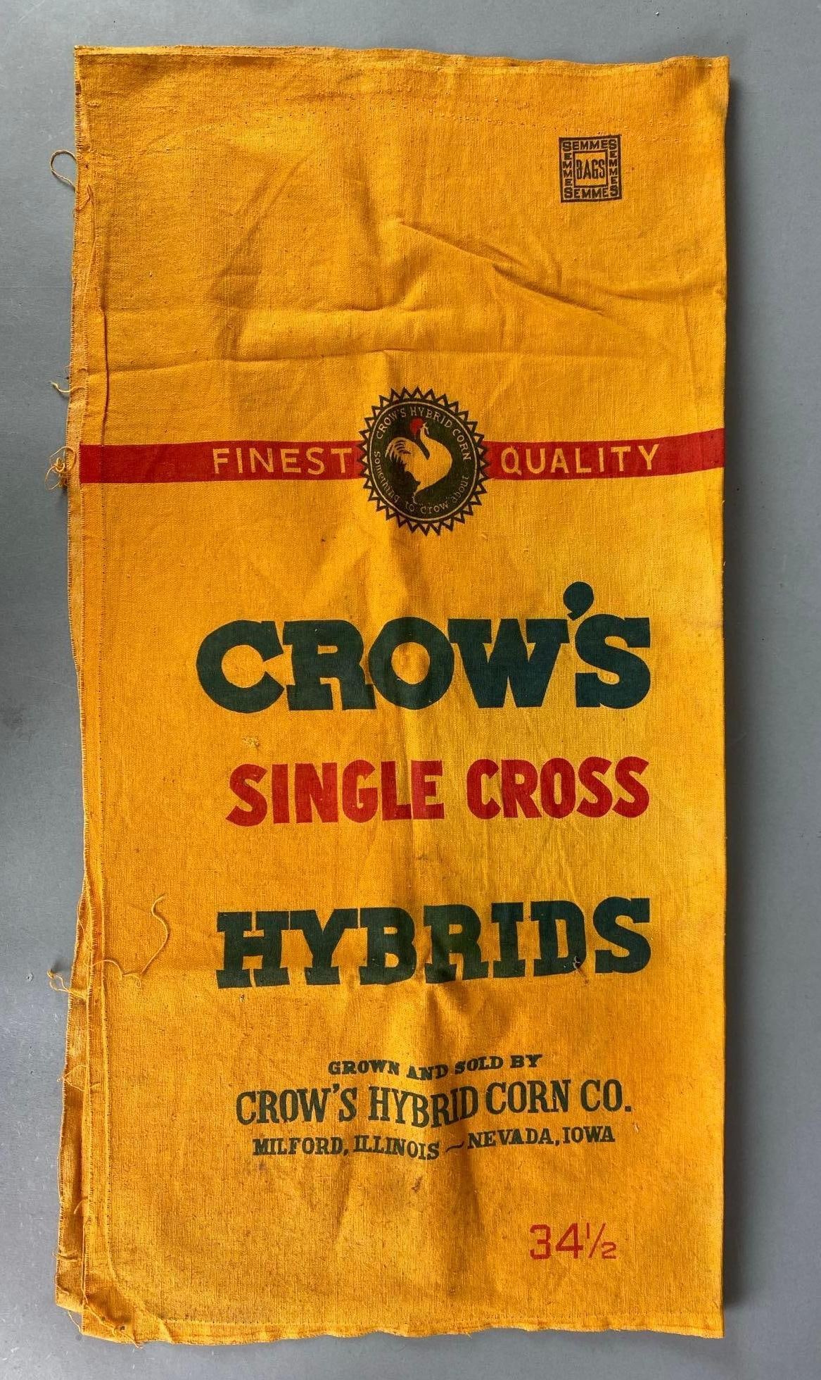 Crows Corn Single Cross Hybrids Seed Bag: Measures 31” H x 32” W