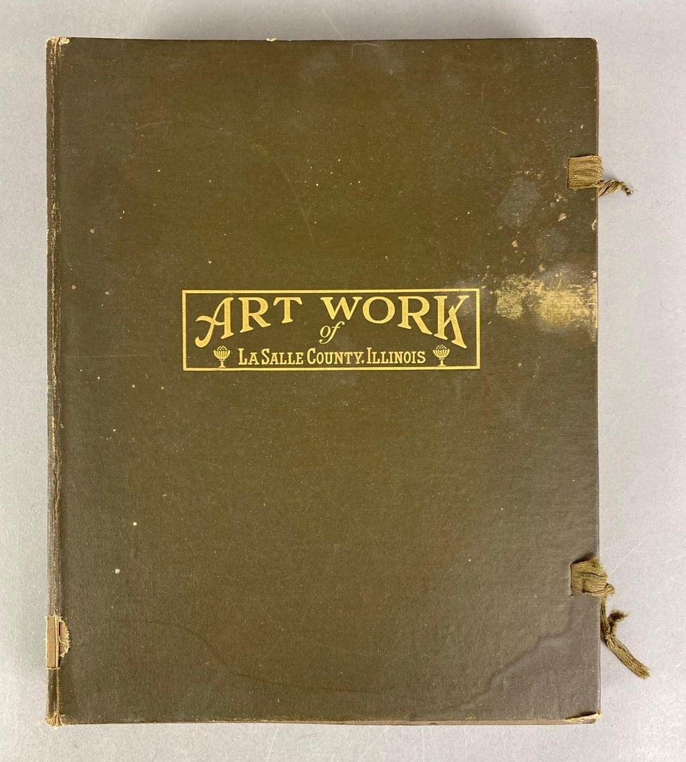1916 Art Work of LaSalle County Illinois 9 Part Book Set: Complete set, some damage to exterior cover, Measures 13 3/4” H x 11” W