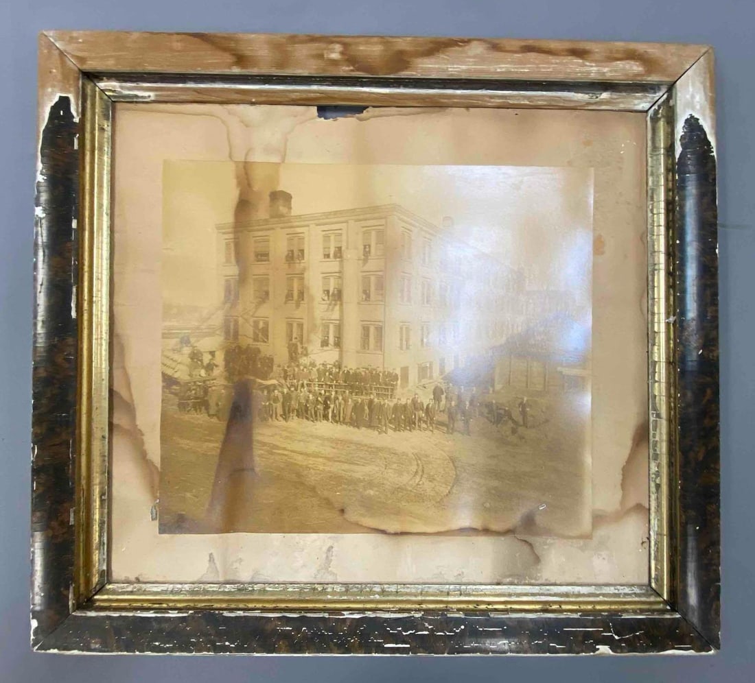 Antique Framed Minneapolis Fuel Company Employees Print: Frame is flaking through. Paper has some rip and tears. Circa 1900’s.