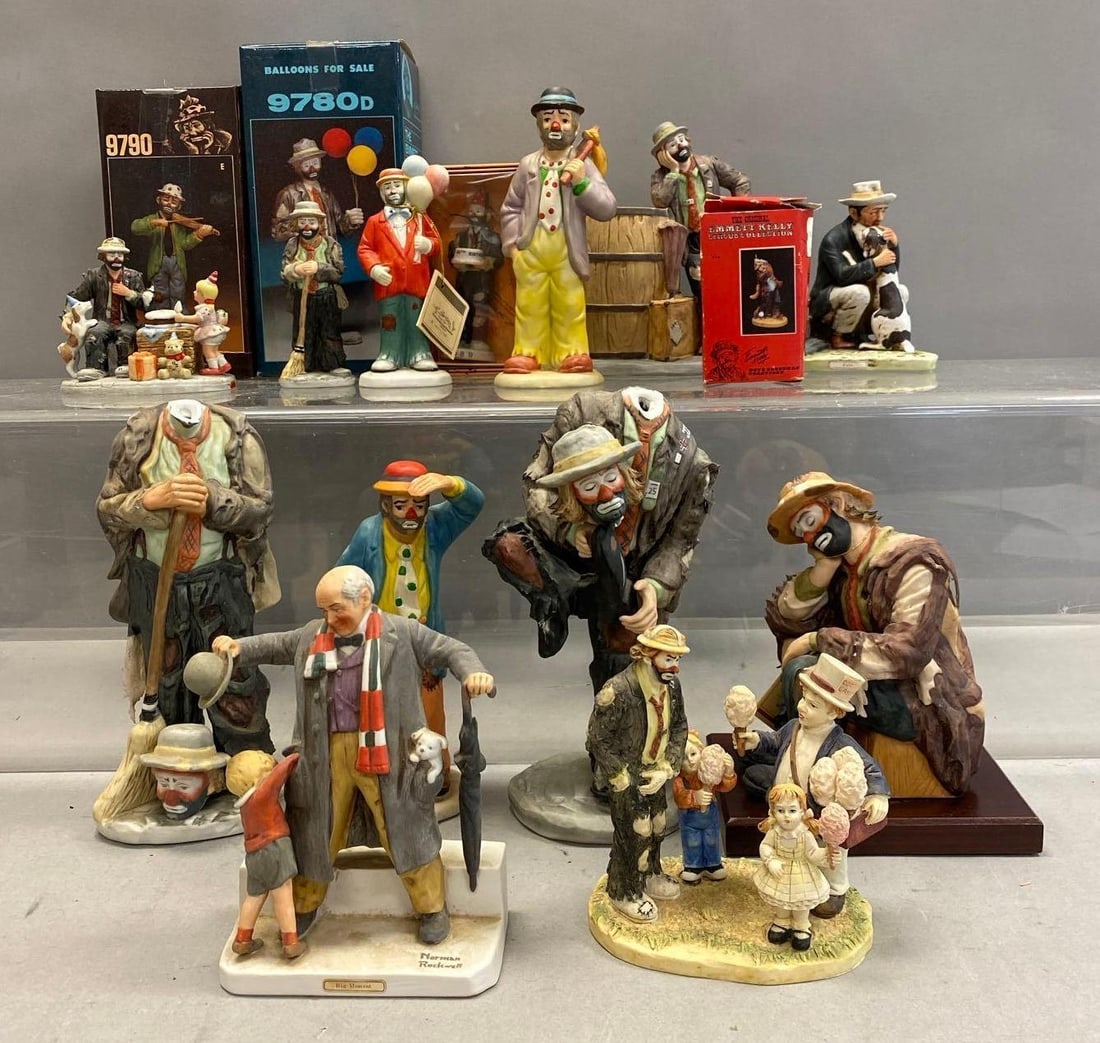 Group of Assorted Emmett Kelly Jr. Collection Porcelain Clown Figures and More (1 of 5)