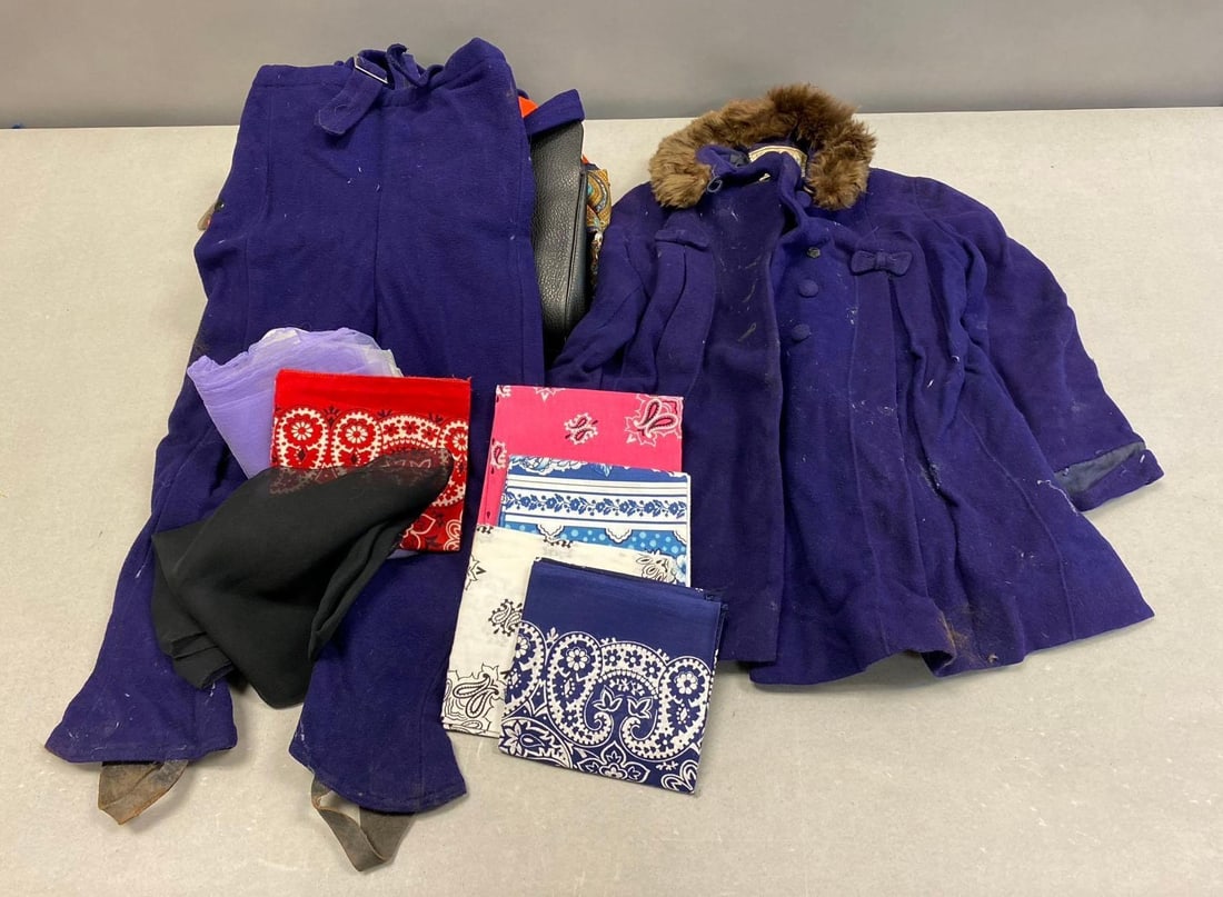 Vintage Screen Star Style Child Snow Outfit and More: Includes Handkerchief, purse, and more. Purse measures L 11 x W 8 inches.