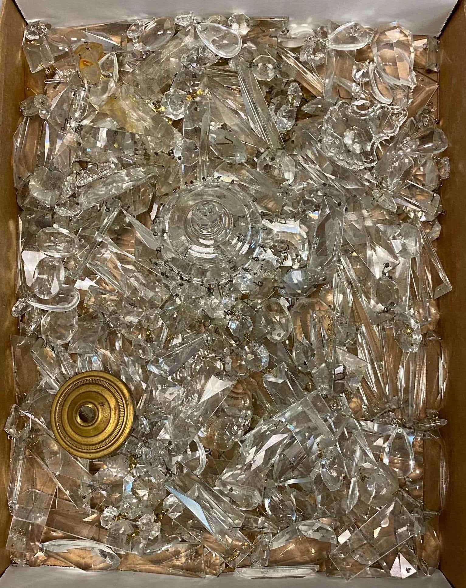 Group of Assorted Chandeliers Crystals: Good replacement pieces. Largest piece measures 3” in length