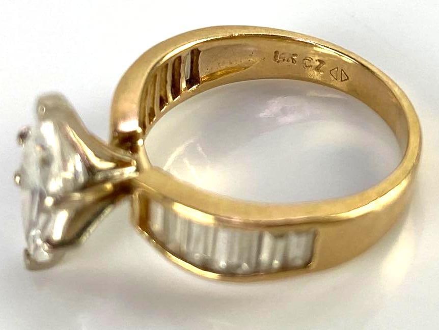 14K Gold Rhinestone Ring - 4