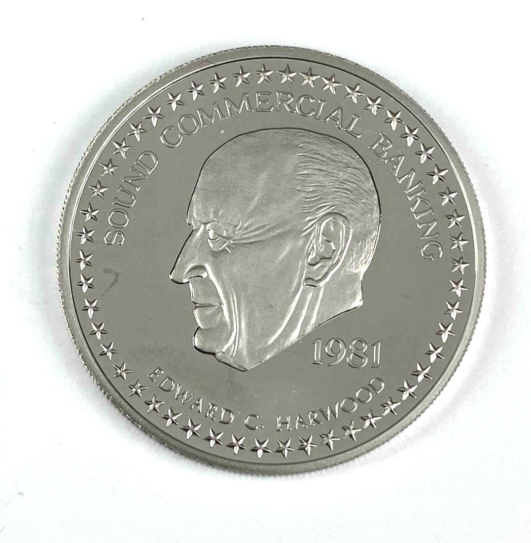 1981 Sound Commercial Banking Edward C Harwood 1 oz .999 Fine Platinum Round: 1981 Sound Commercial Banking Edward C Harwood 1 oz .999 Fine Platinum Round