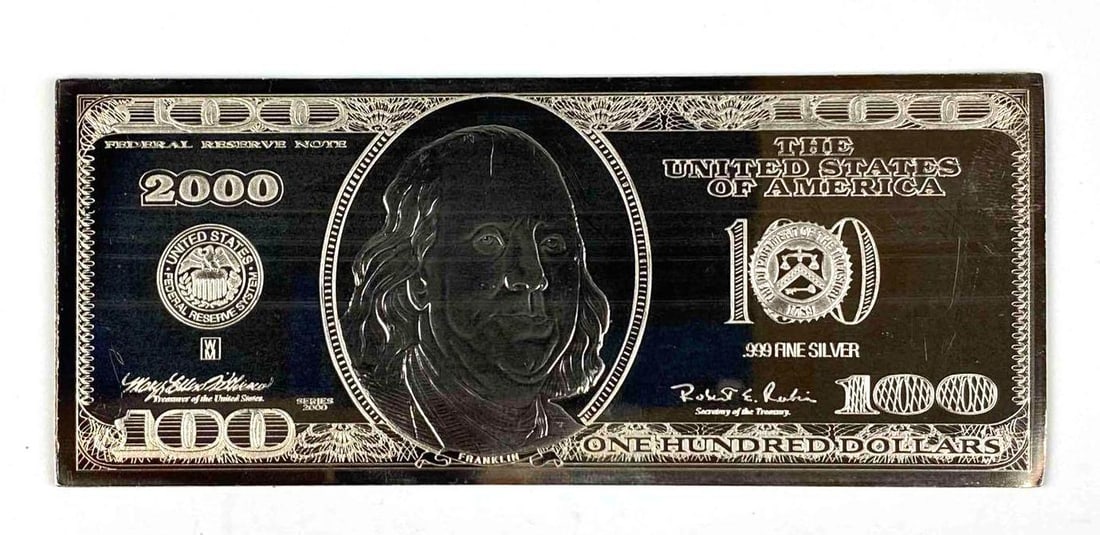 2000 The Washington Mint $100 3.96 oz .999 Silver Proof Certificate: 2000 The Washington Mint $100 3.96 oz .999 Silver Proof Certificate